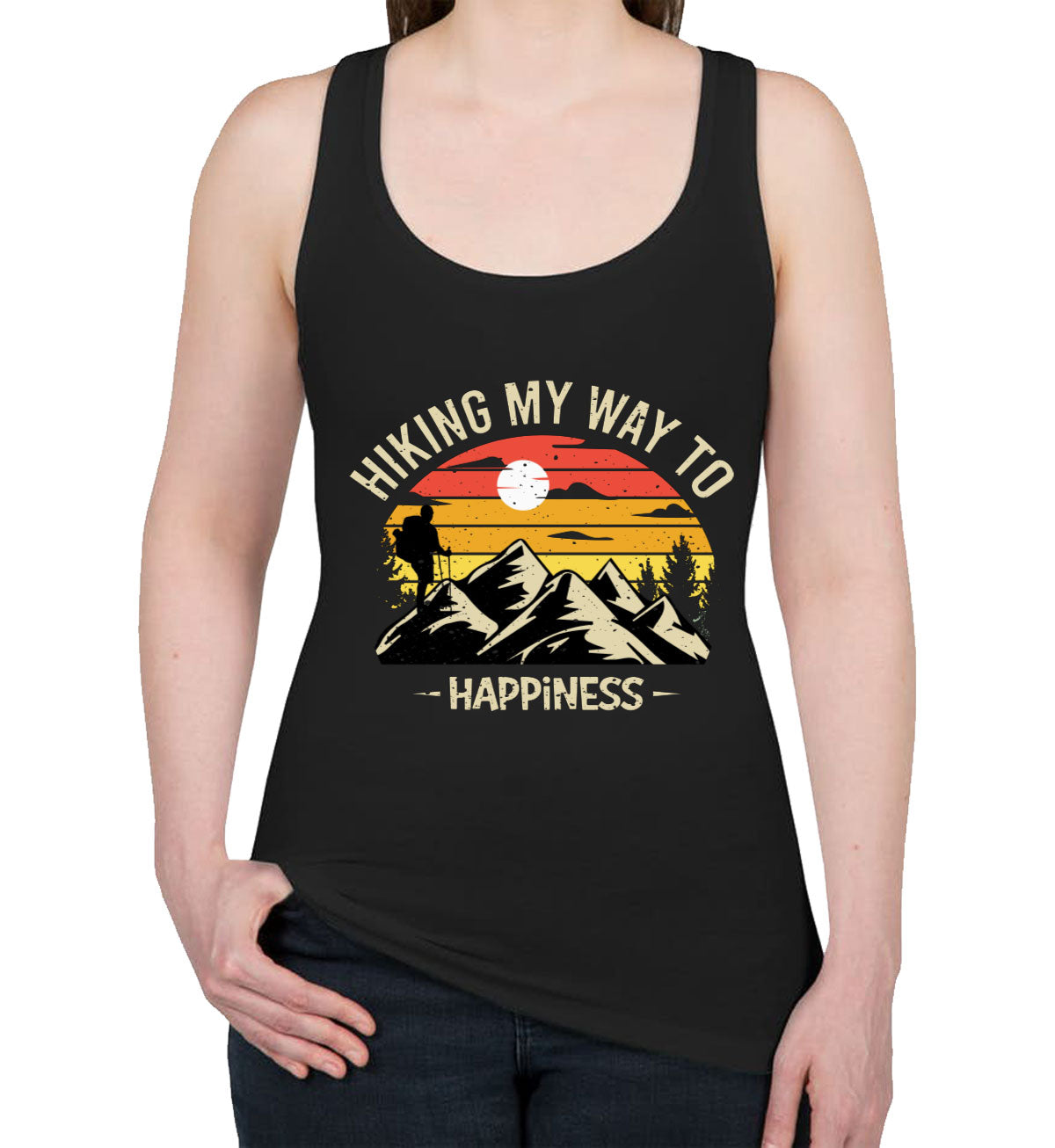 Hiking My Way To Happiness Women's Racerback Tank Top