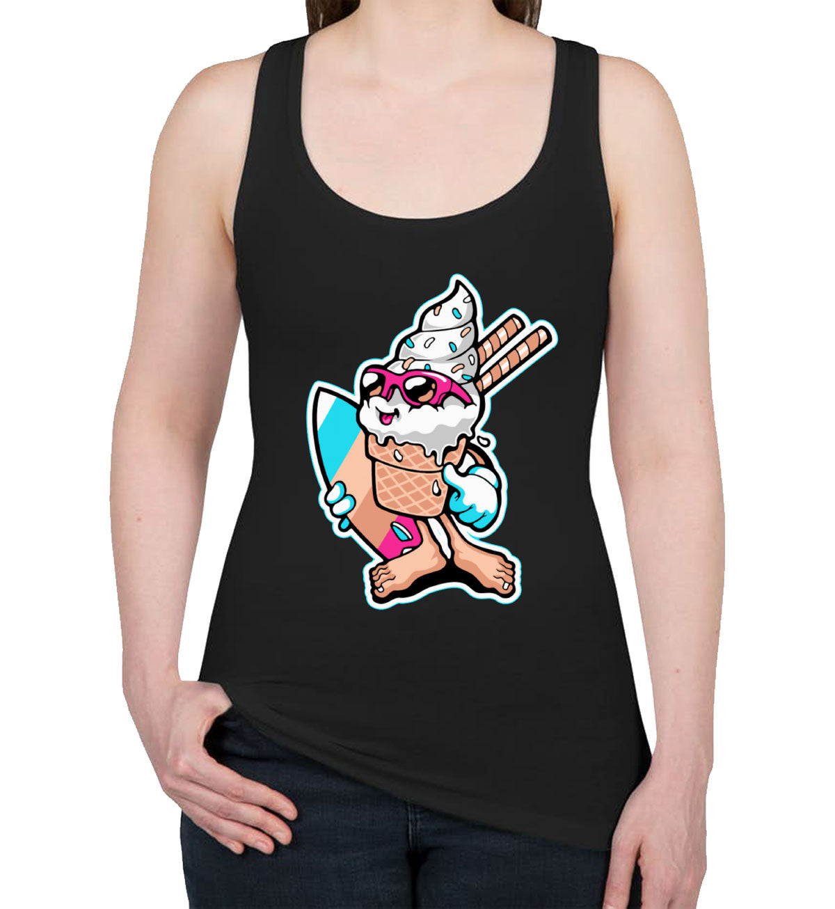 Ice Cream Surfer Women's Racerback Tank Top