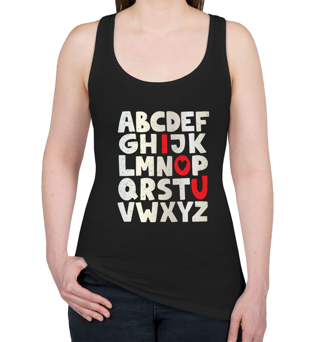 Alphabet I Love You Valentine's Day Women's Racerback Tank Top