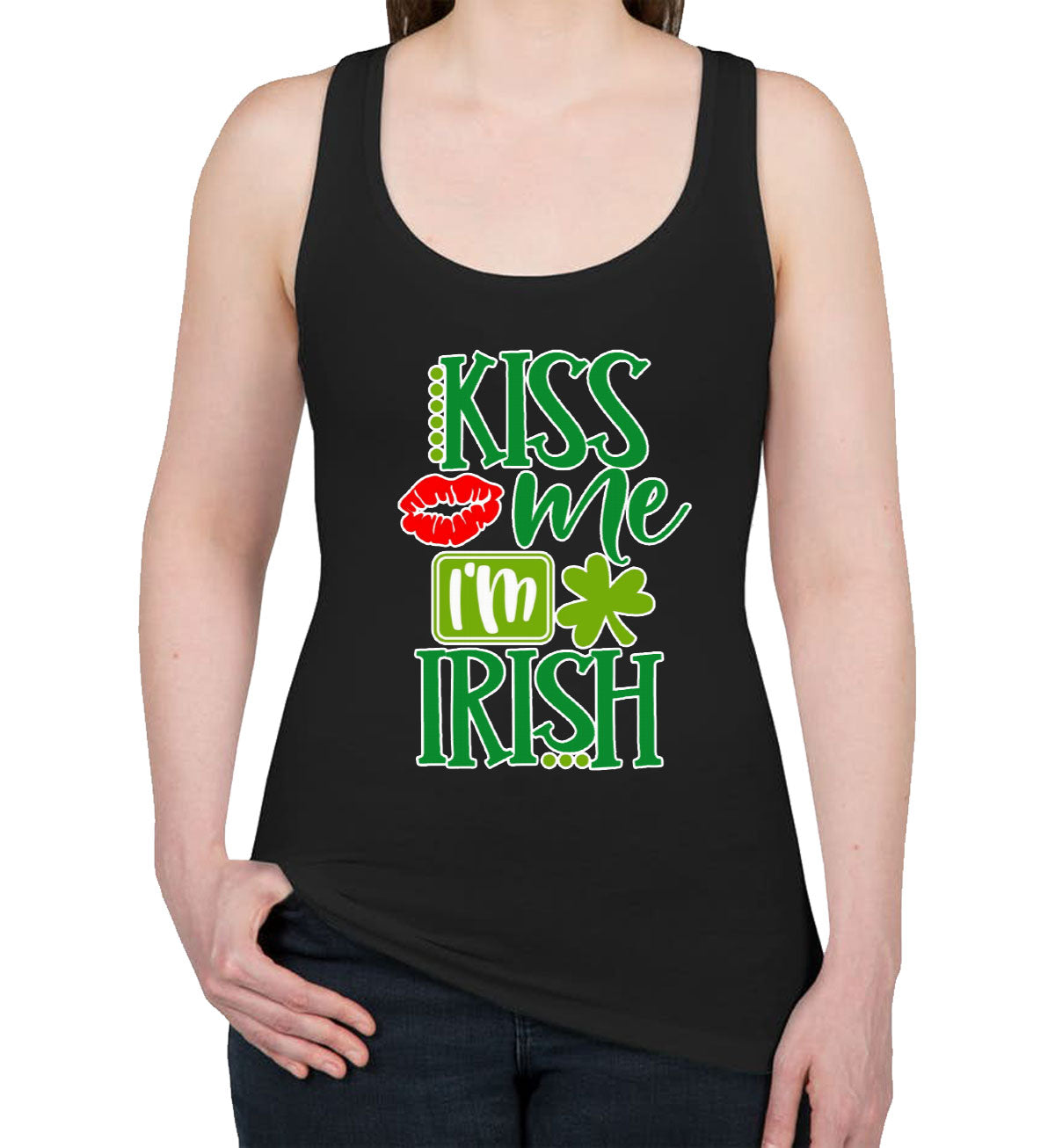 Kiss Me I'm Irish St. Patrick's Day Women's Racerback Tank Top