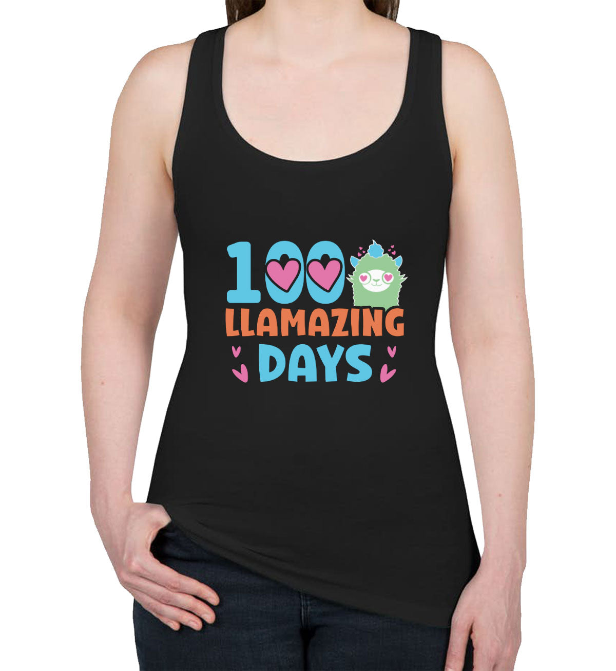 100 Llamazing Day Women's Racerback Tank Top