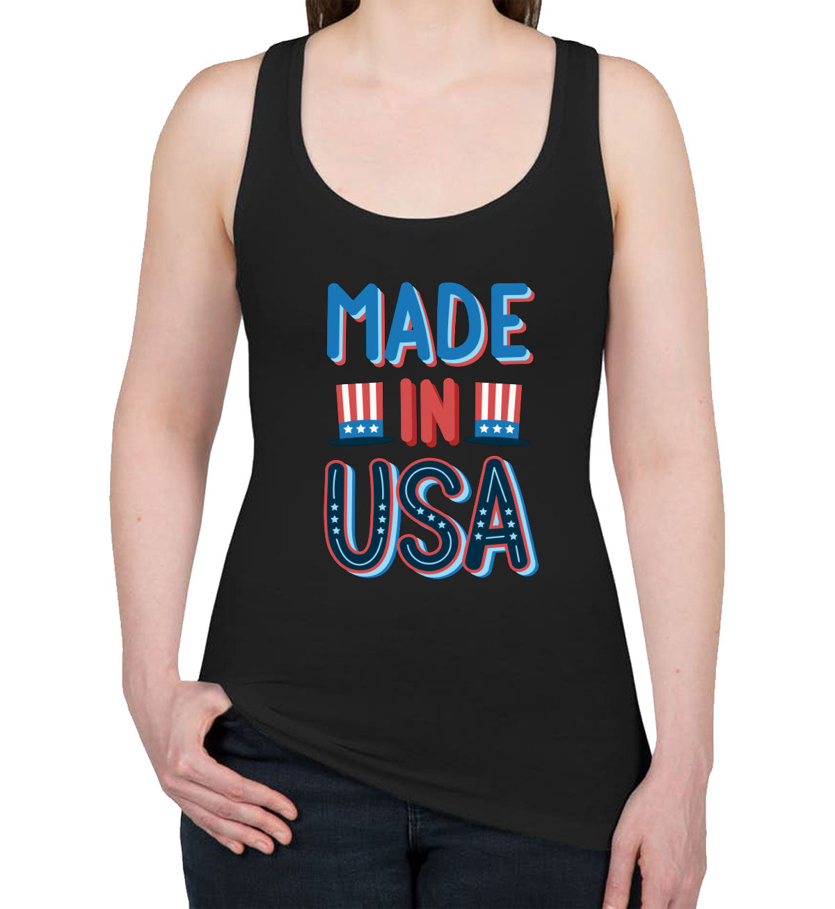 Made In USA Patriotic Women's Racerback Tank Top