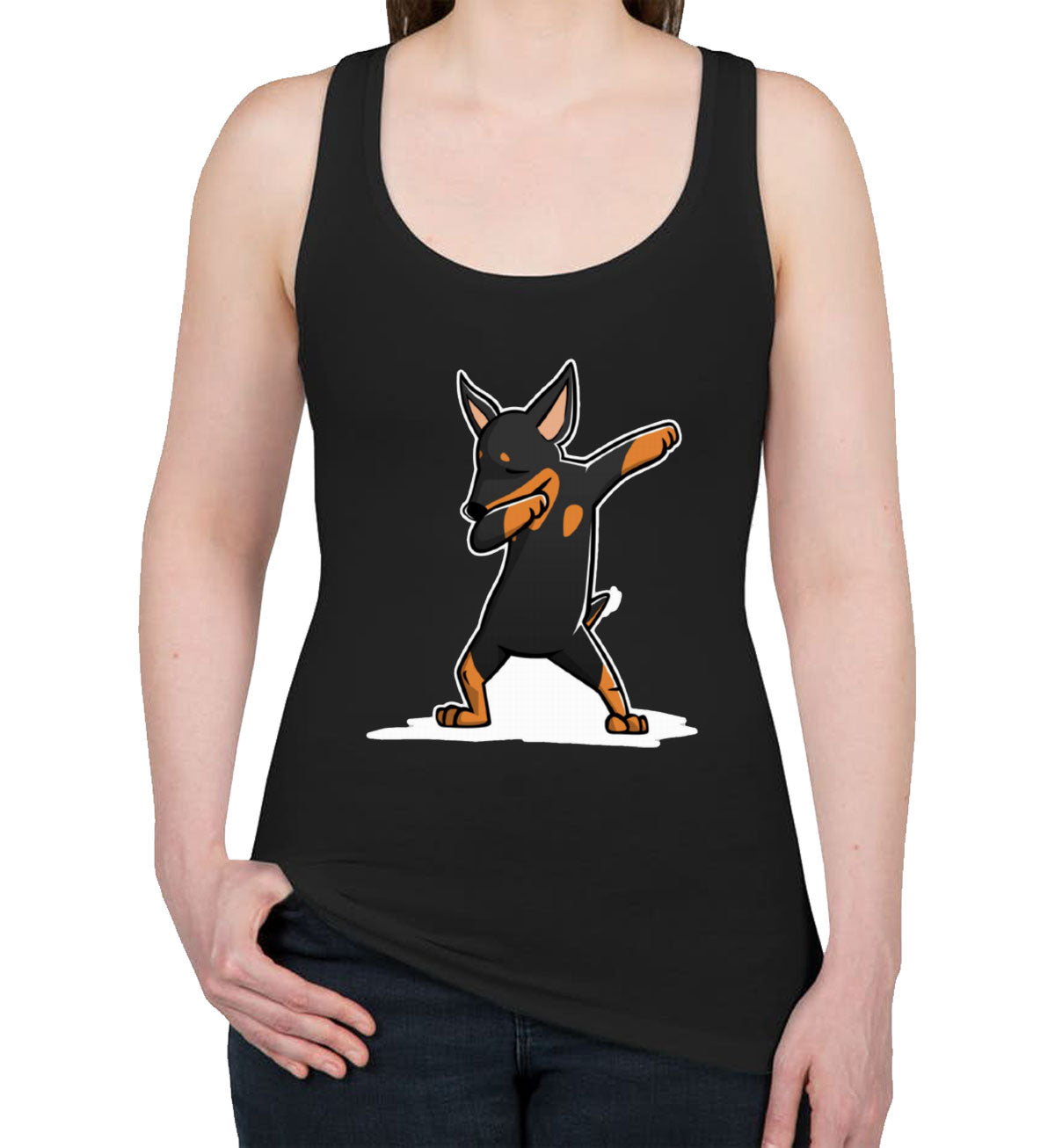 Dabbing Miniature Pinscher Dog Women's Racerback Tank Top