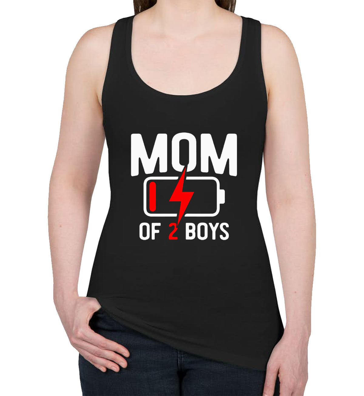 Mom Of 2 Boys Mother's Day Women's Racerback Tank Top