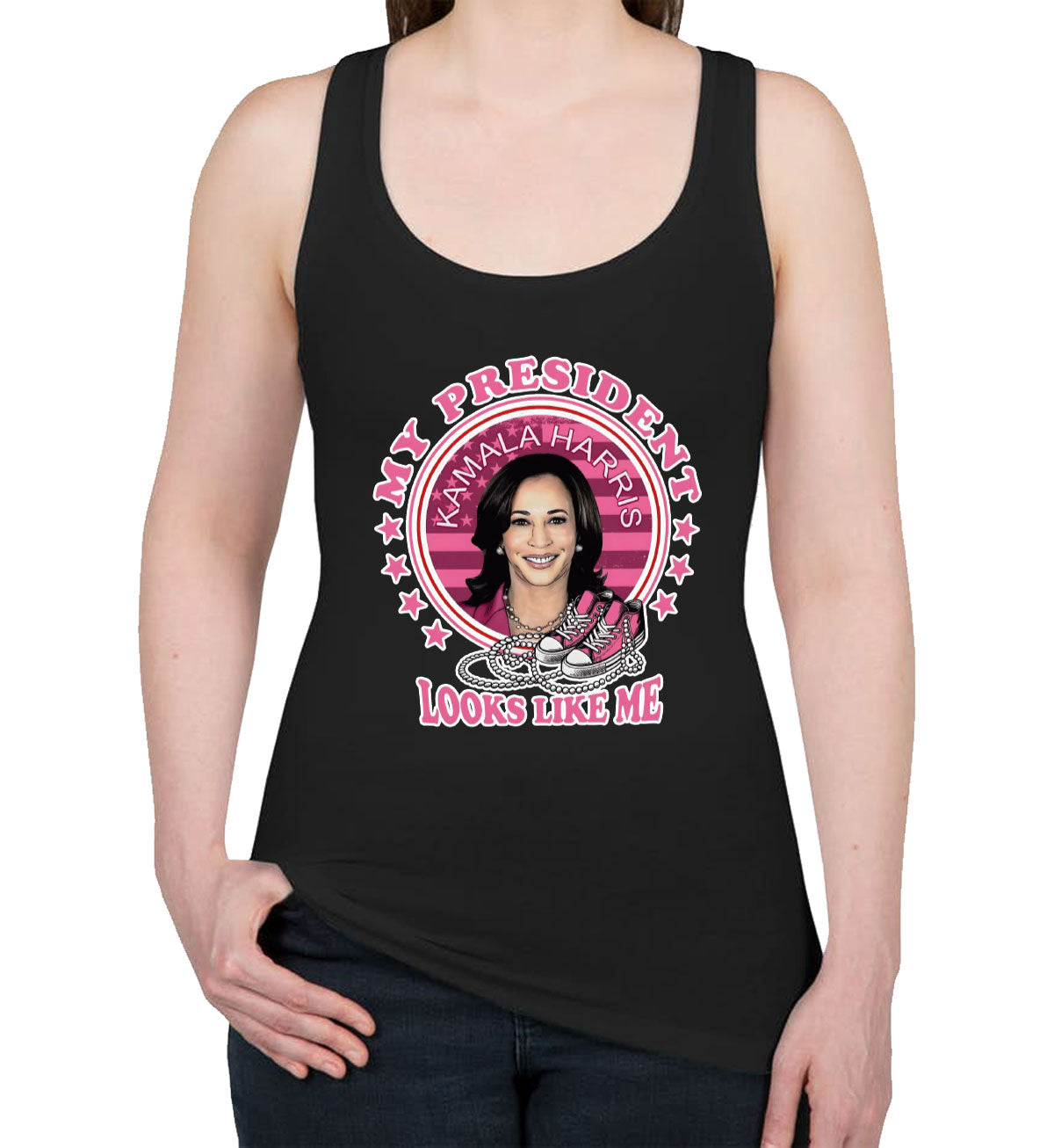 My President Looks Like Me Kamala Harris Presidential Election Women's Racerback Tank Top