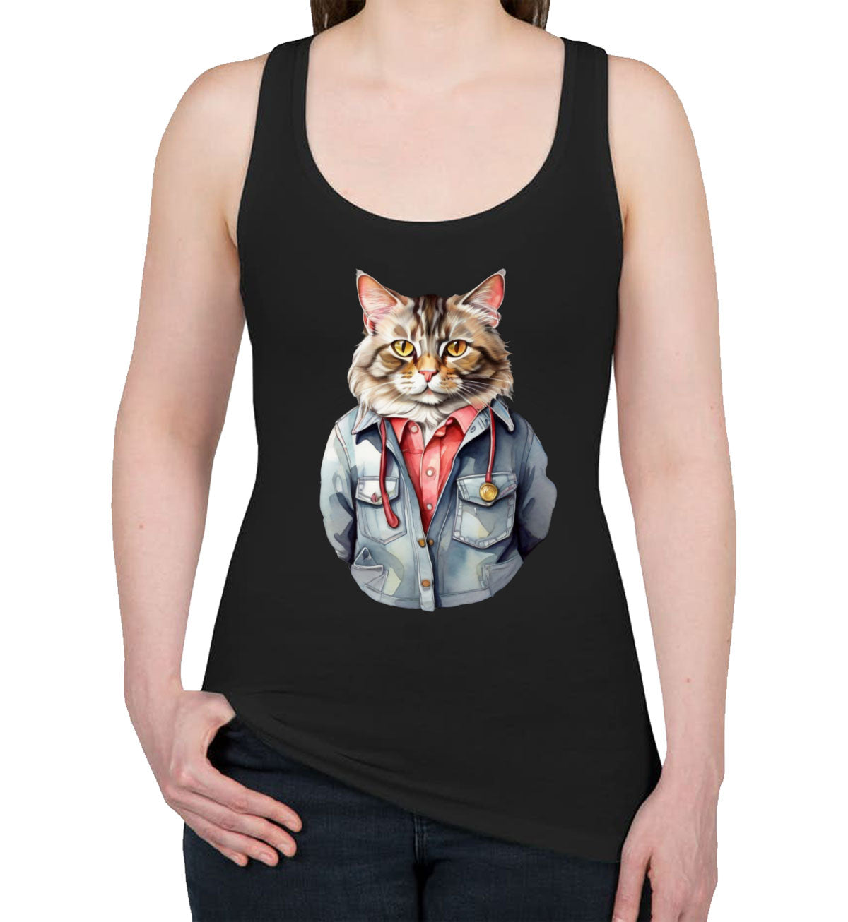 Cool Orange Cat Women's Racerback Tank Top