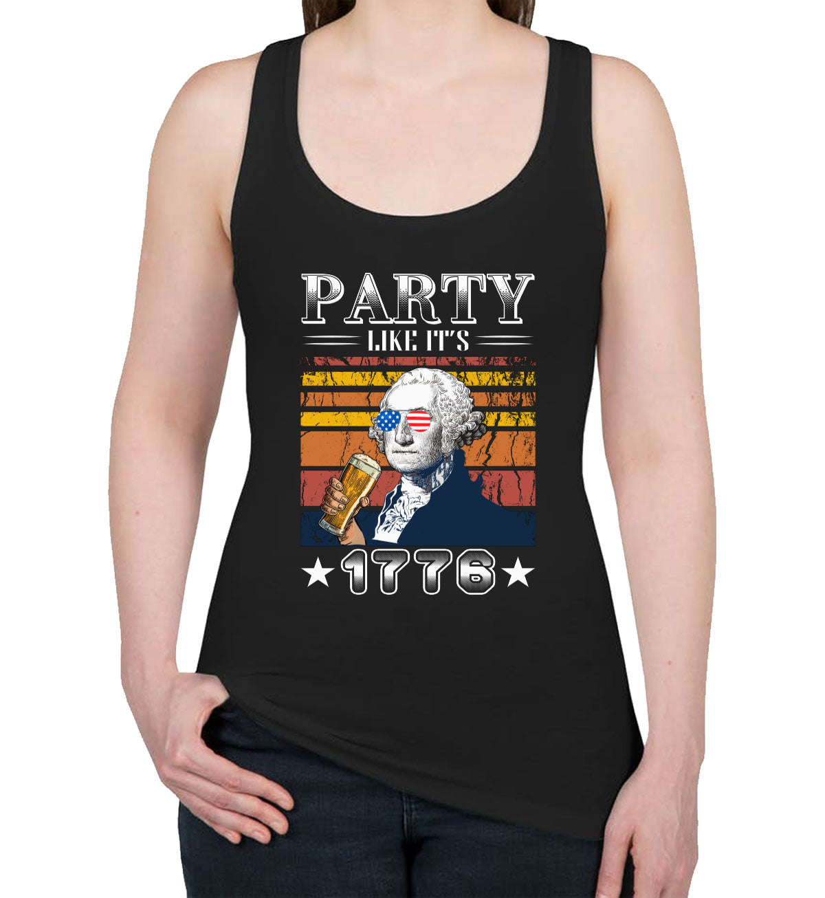 Party Like It's 1776 Benjamin Franklin Women's Racerback Tank Top