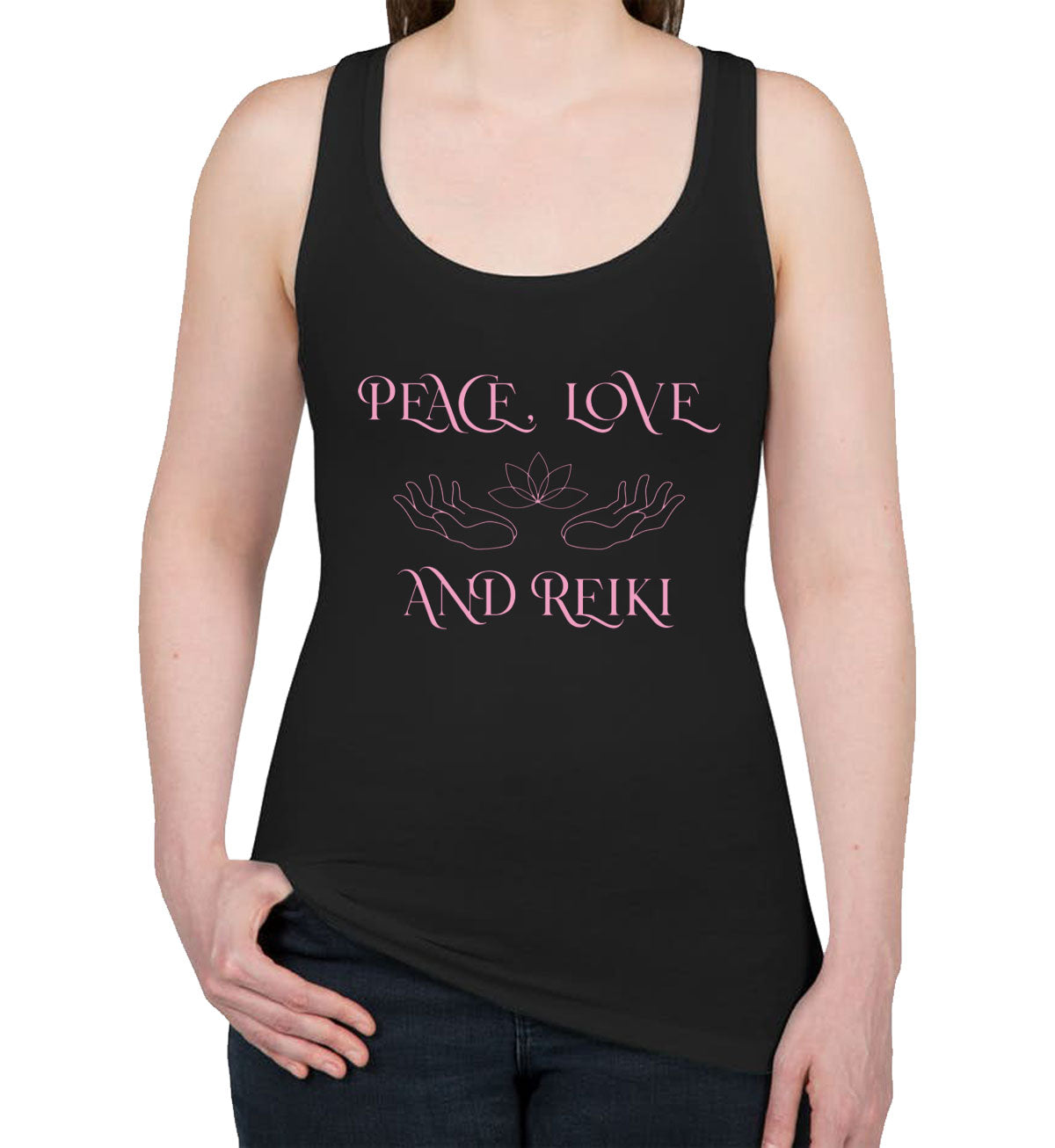 Peace Love And Reiki Women's Racerback Tank Top