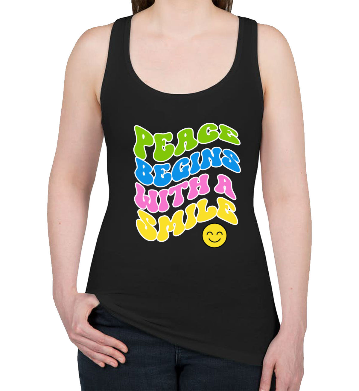 Peace Begins With A Smile Women's Racerback Tank Top