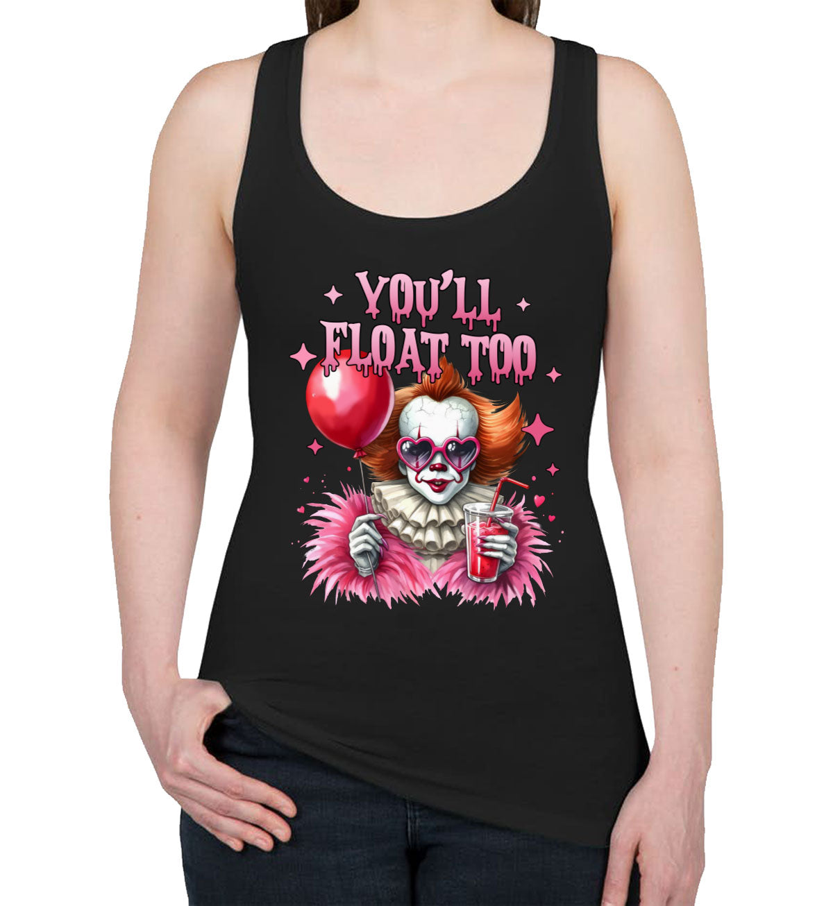 You'll Float Too Pennywise Halloween Women's Racerback Tank Top