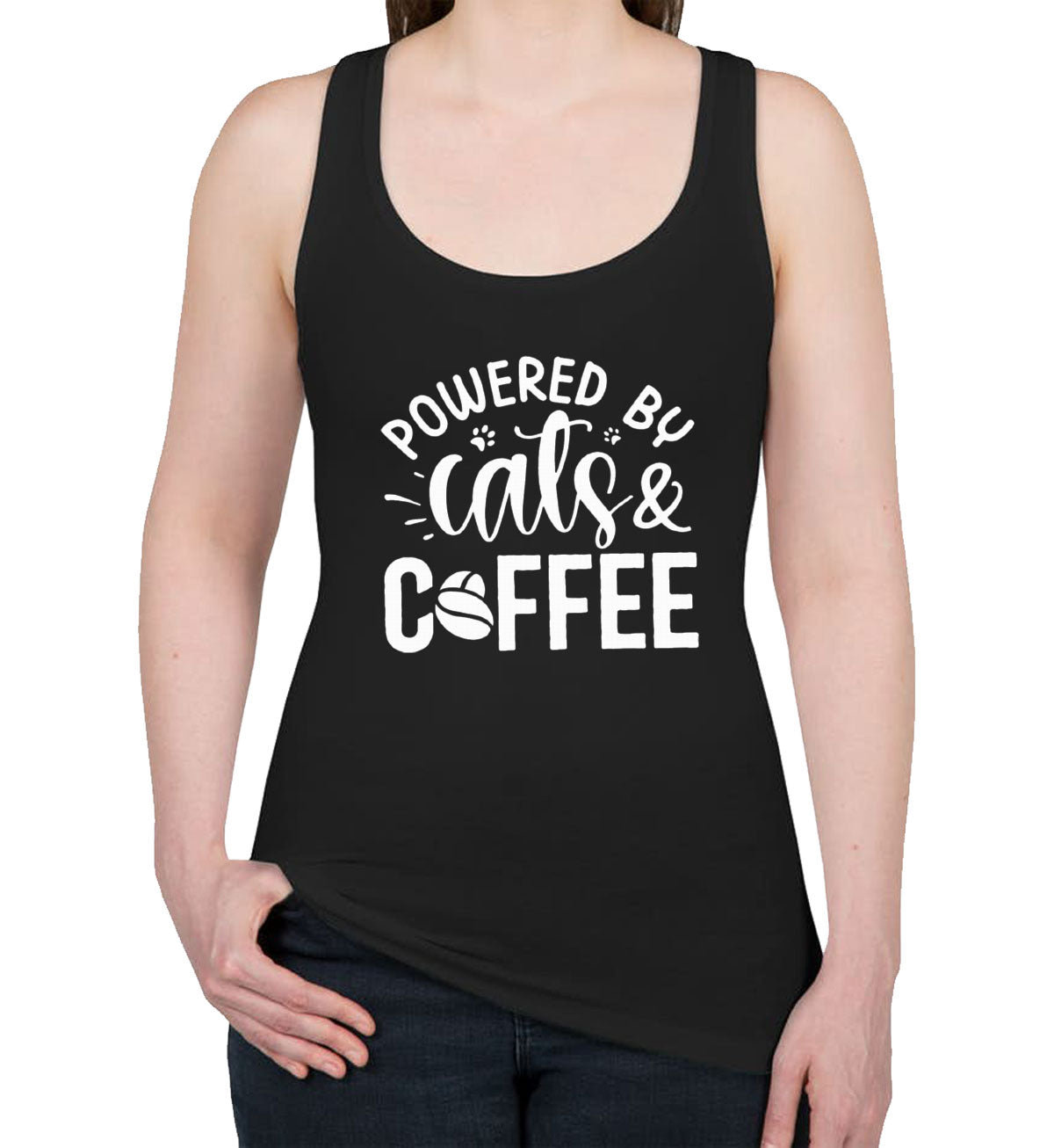 Powered By Cats And Coffee Mother's Day Women's Racerback Tank Top
