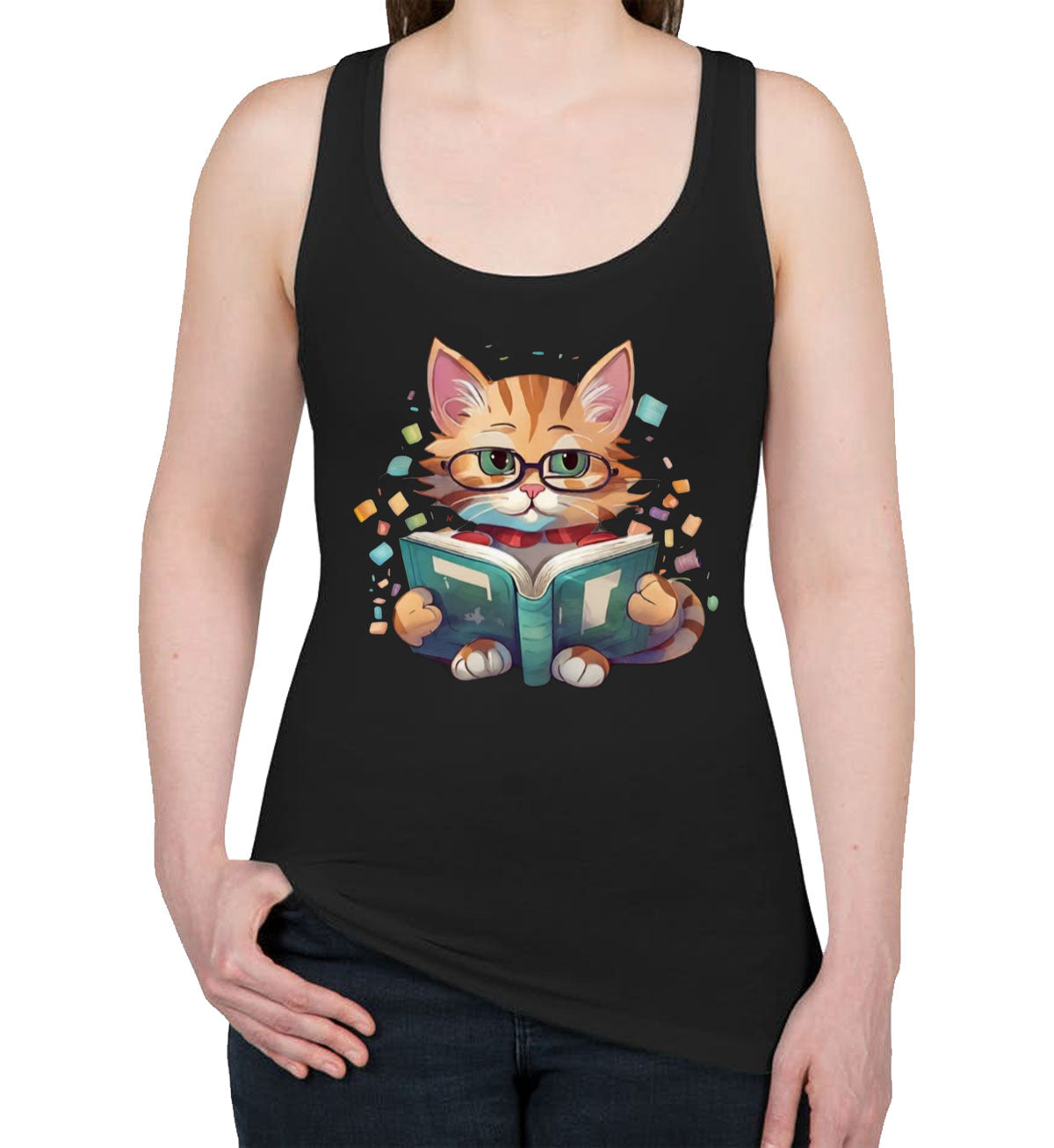 Reading Cat Women's Racerback Tank Top