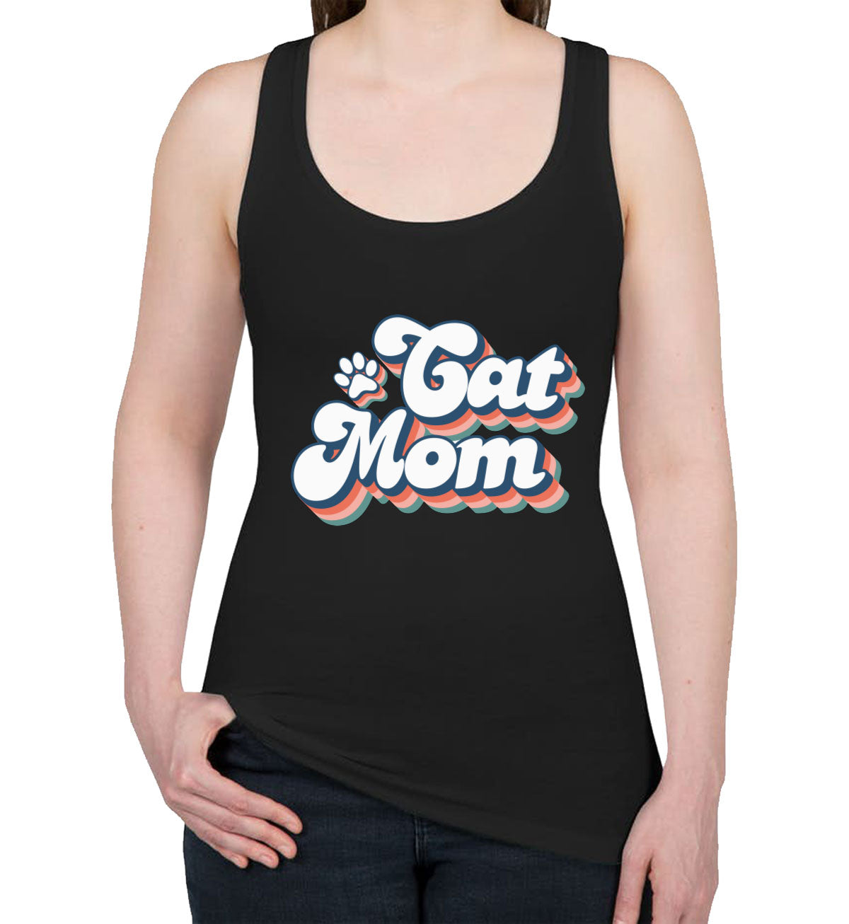 Retro Cat Mom Women's Racerback Tank Top