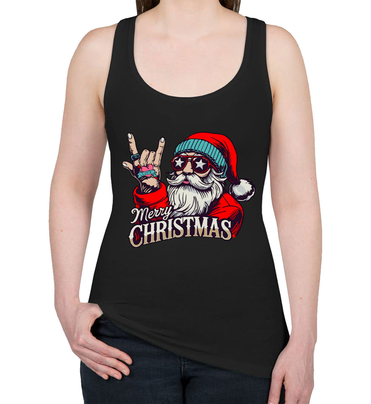 Riock Santa Claus Christmas Women's Racerback Tank Top