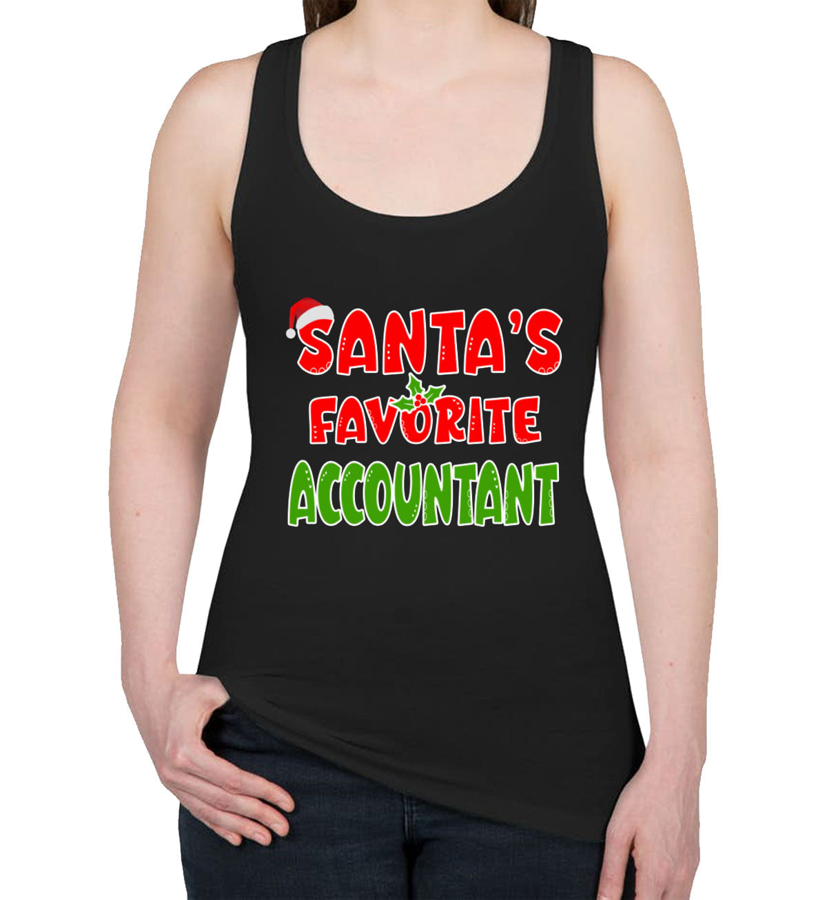 Santa's Favorite Accountant Women's Racerback Tank Top