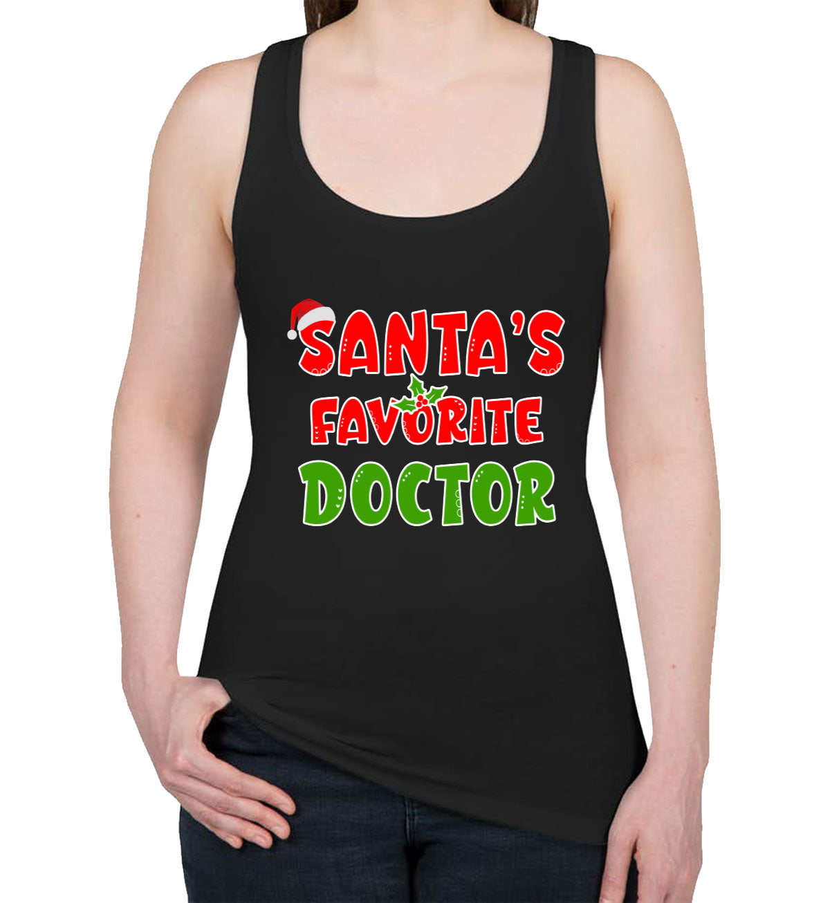 Santa's Favorite Doctor Women's Racerback Tank Top