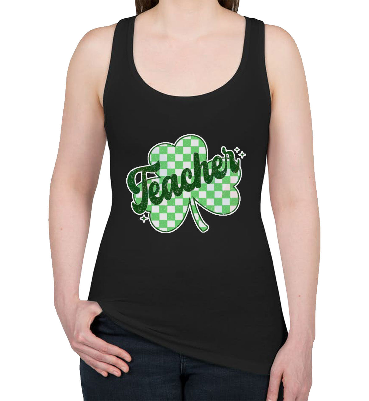 Shamrock Teacher St. Patrick's Day Women's Racerback Tank Top