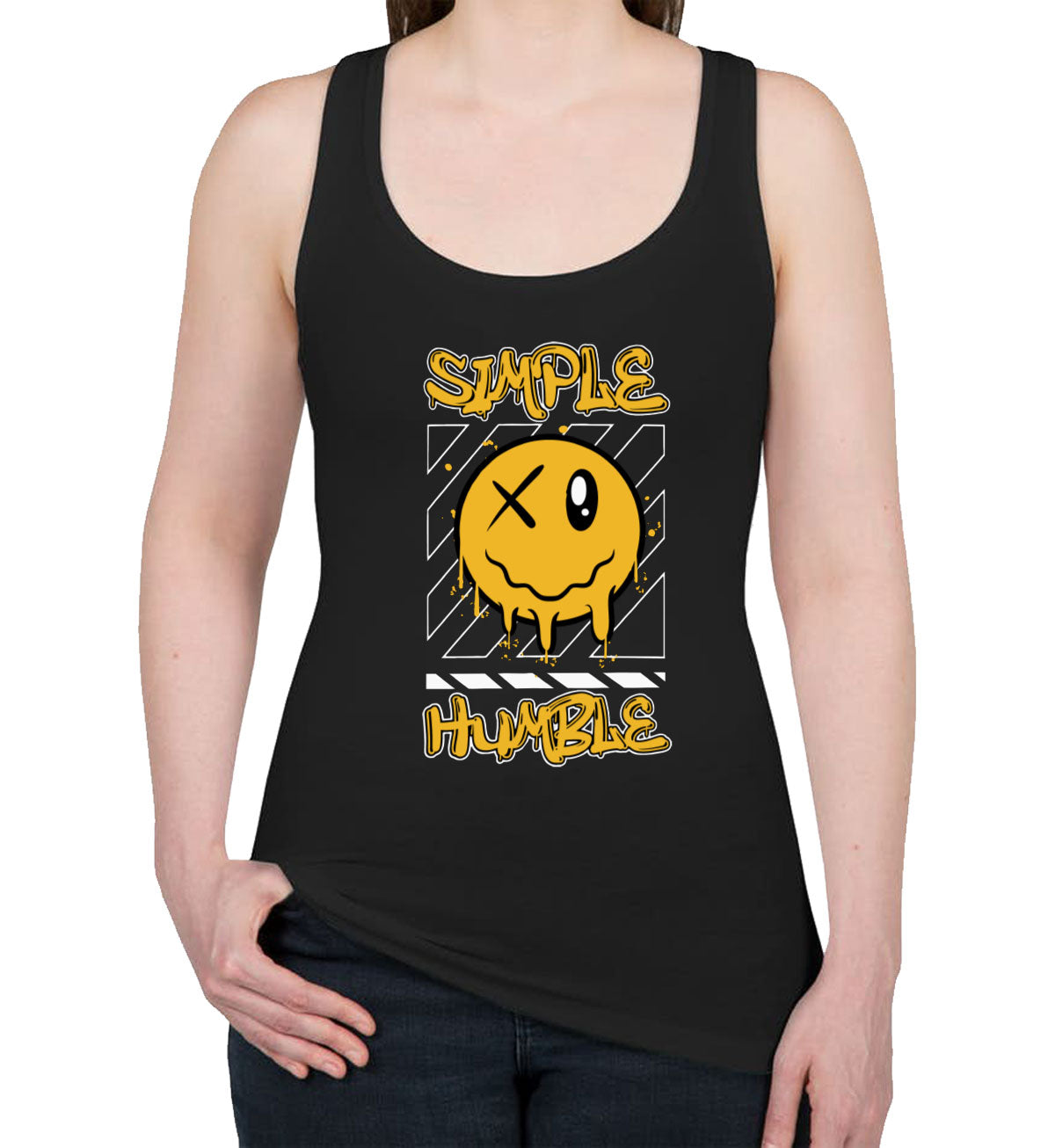 Simple Humble Emoji Face Women's Racerback Tank Top