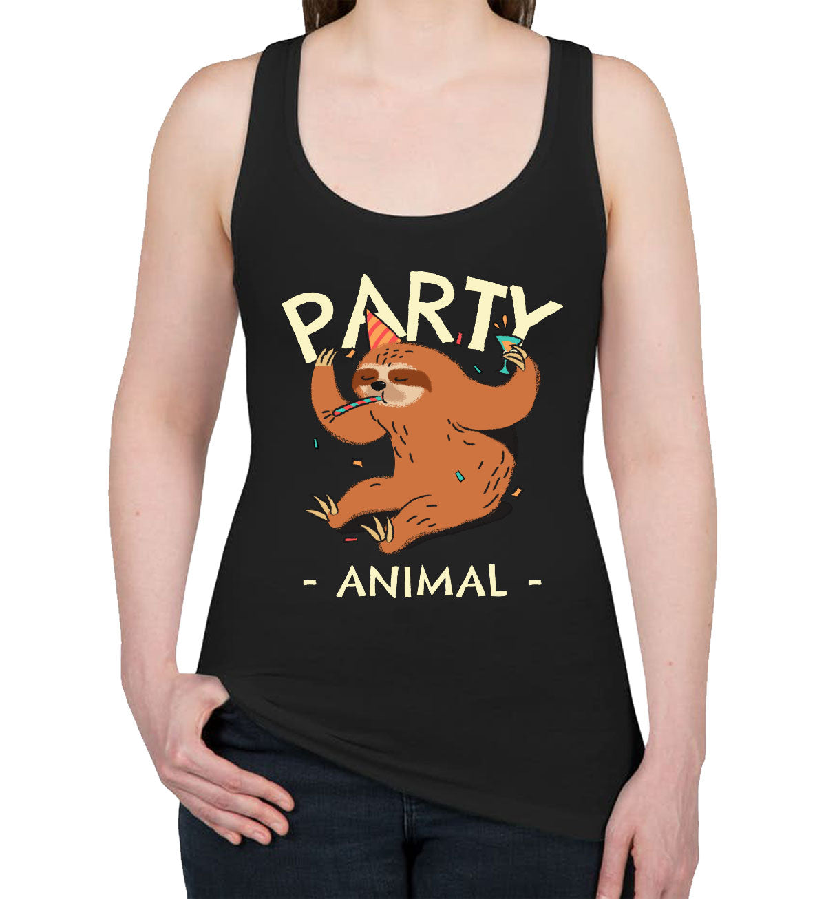 Party Animal Sloth Women's Racerback Tank Top