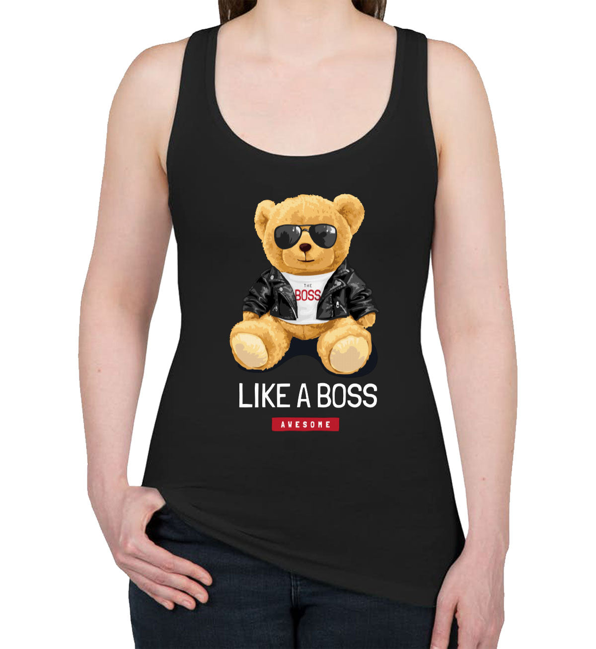 Teddy Bear Like A Boss Women's Racerback Tank Top