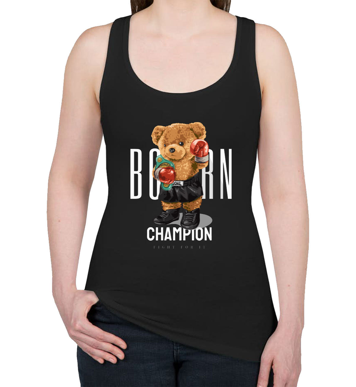 Teddy Bear Champion Boxer Women's Racerback Tank Top