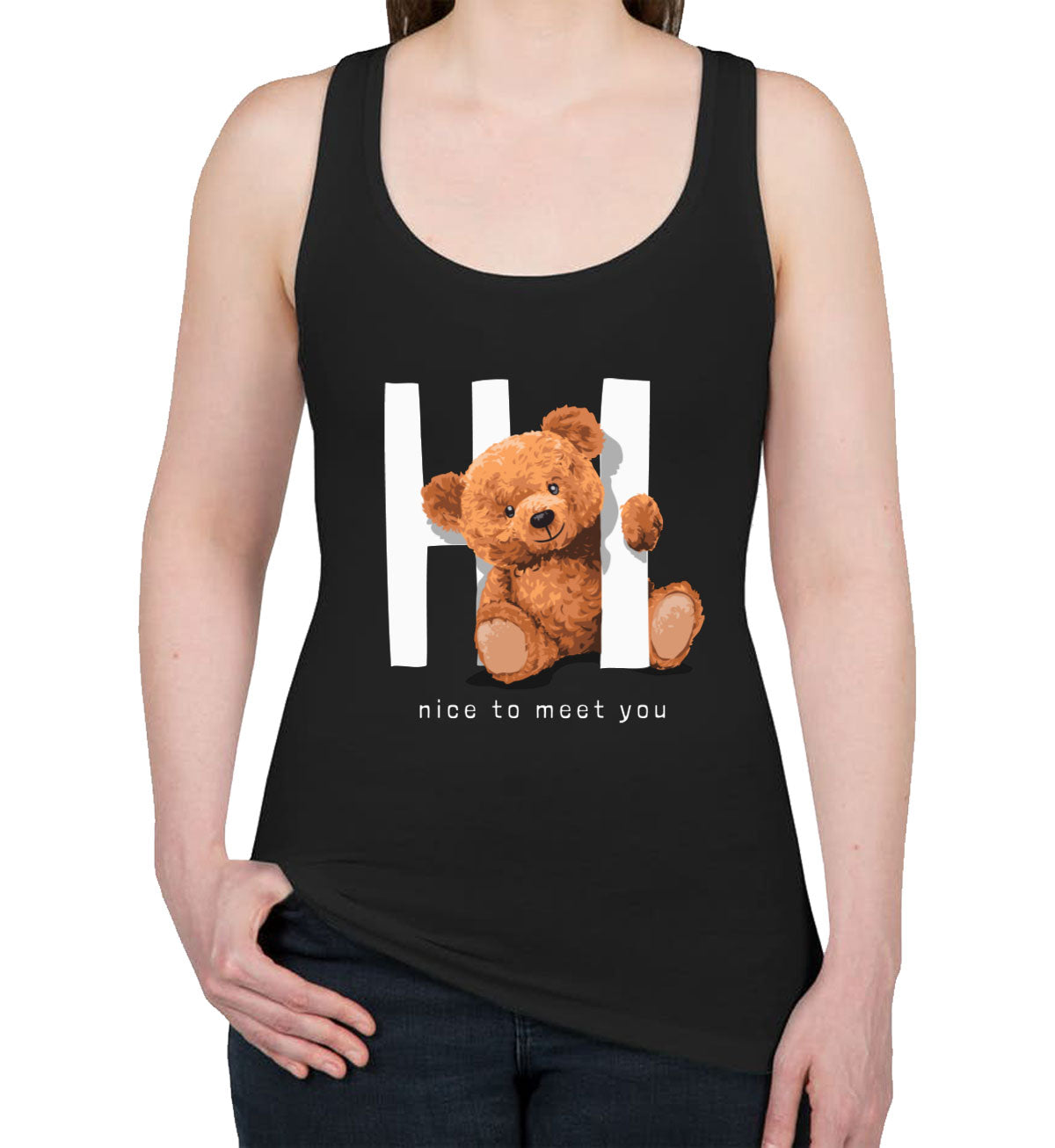 Teddy Bear Hi Women's Racerback Tank Top