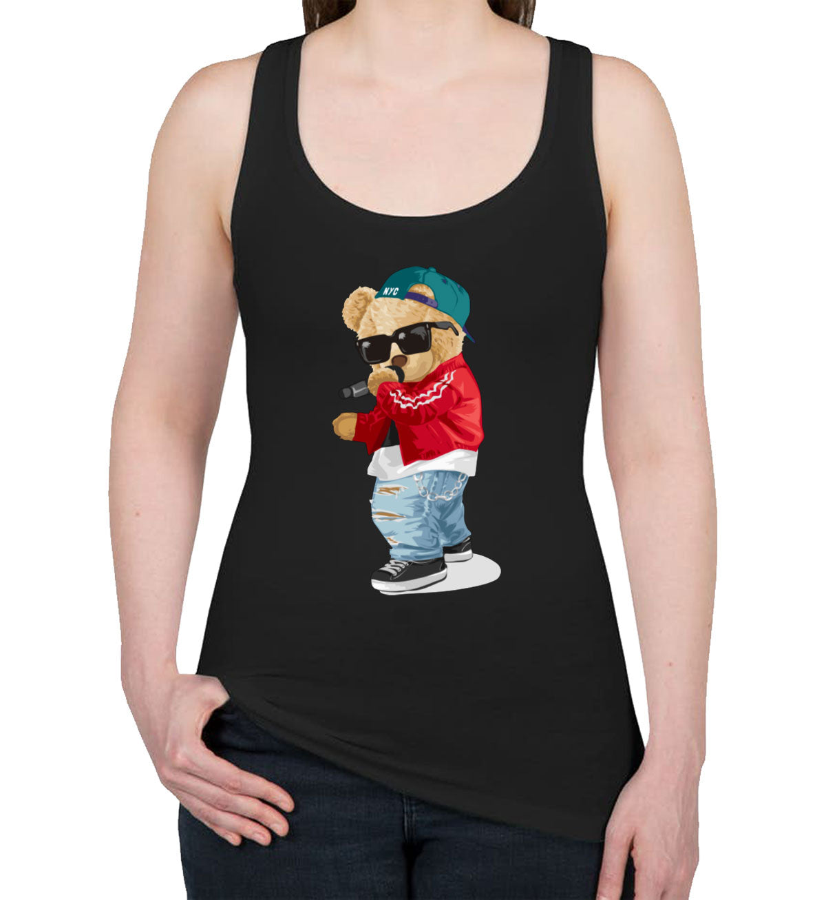 Teddy Bear Rapper Women's Racerback Tank Top