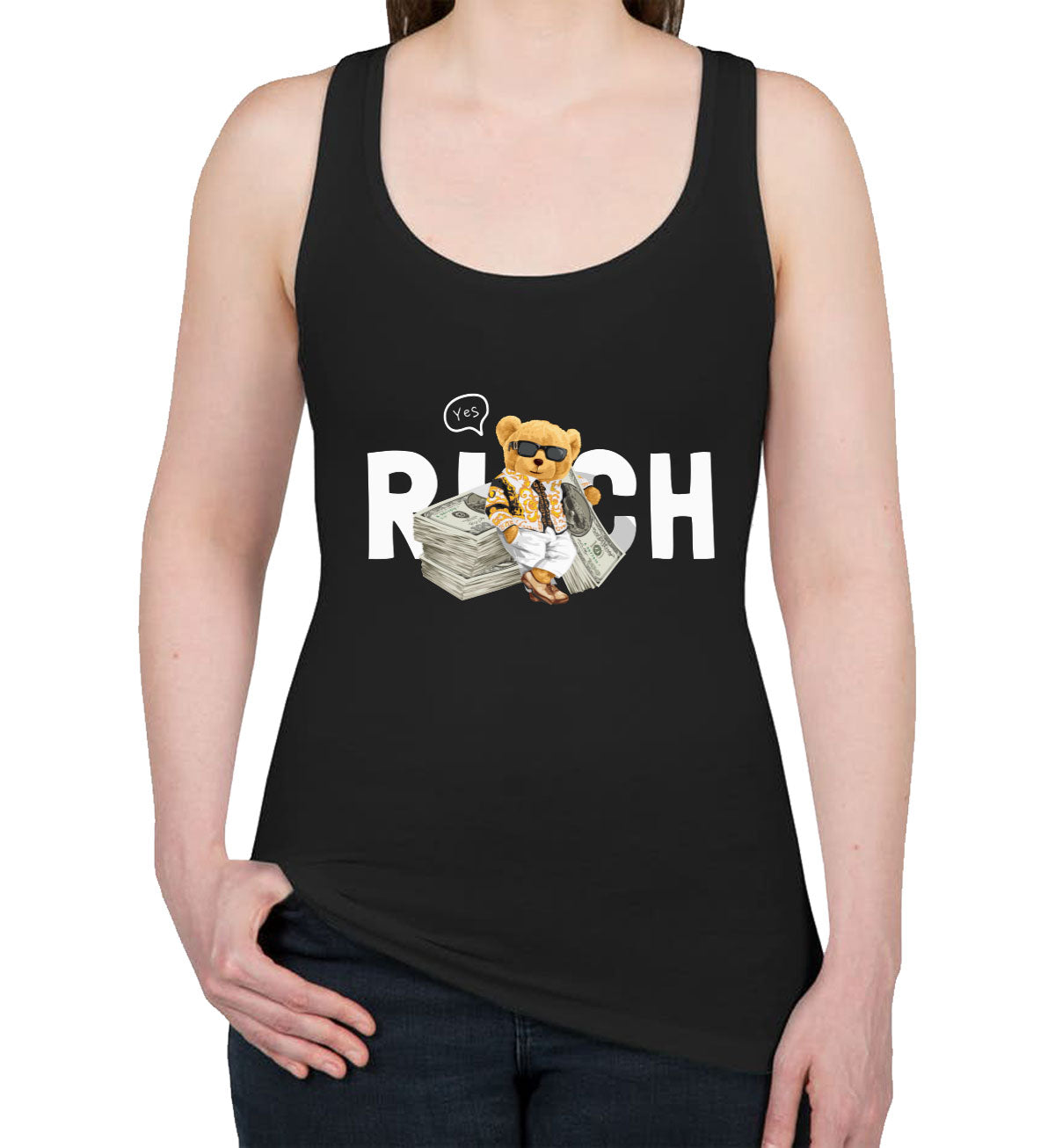 Teddy Bear Rich Women's Racerback Tank Top