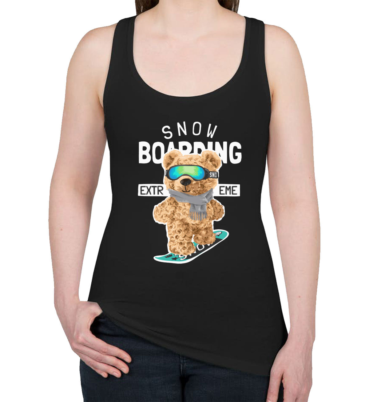 Teddy Bear Extreme Snowboarding Women's Racerback Tank Top