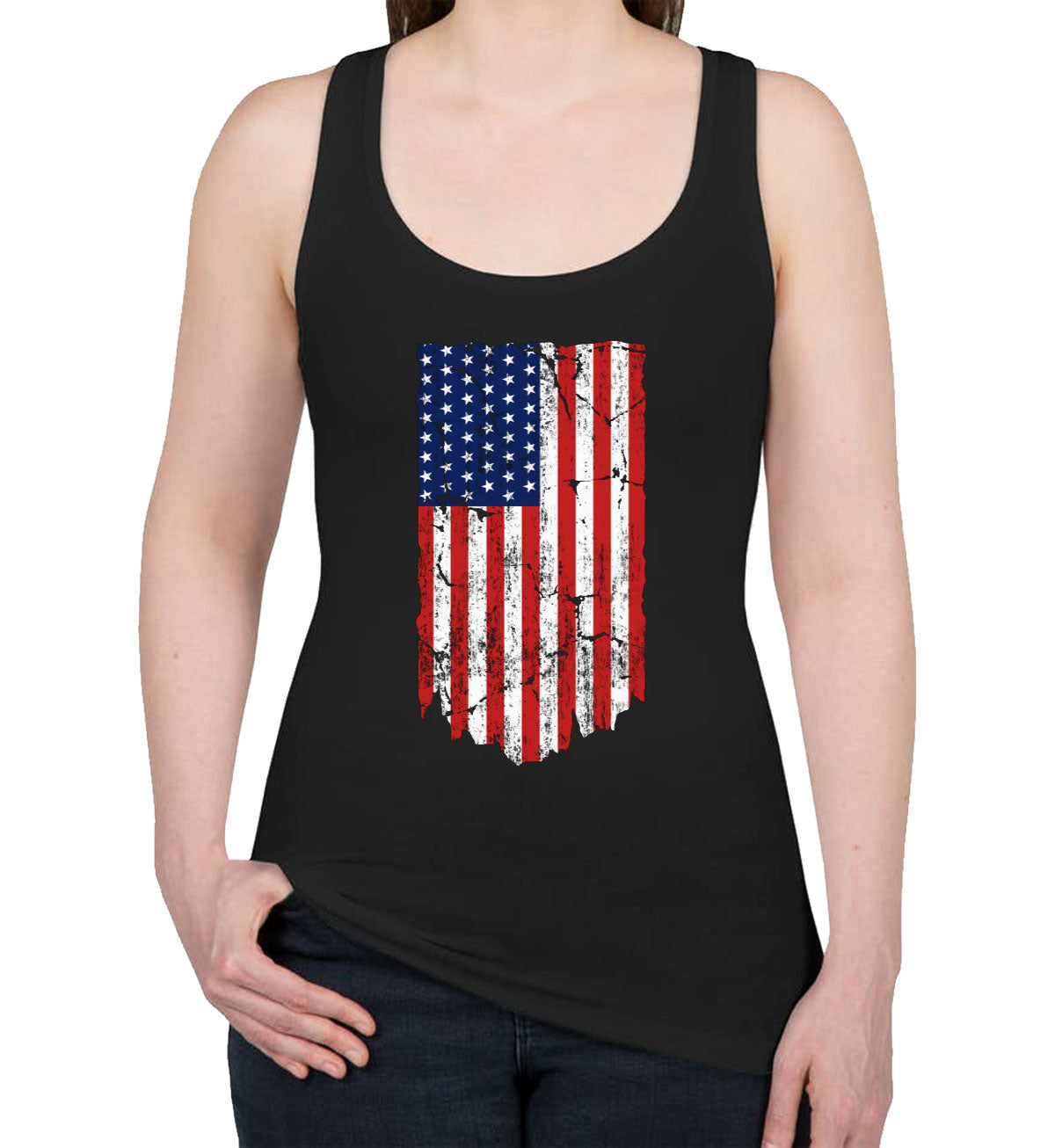 Distressed USA American Flag Women's Racerback Tank Top