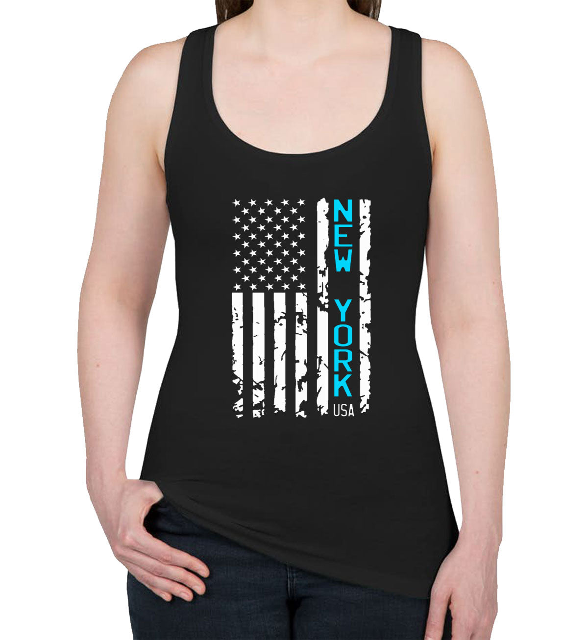 New York American Flag Women's Racerback Tank Top