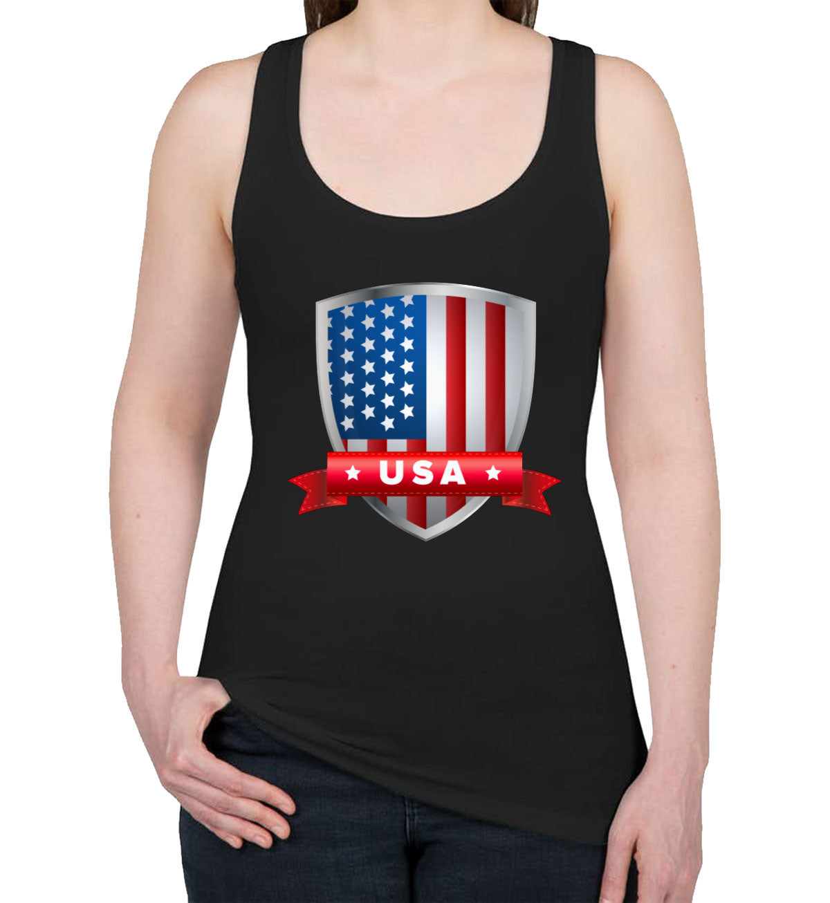 USA Shield Flag Women's Racerback Tank Top