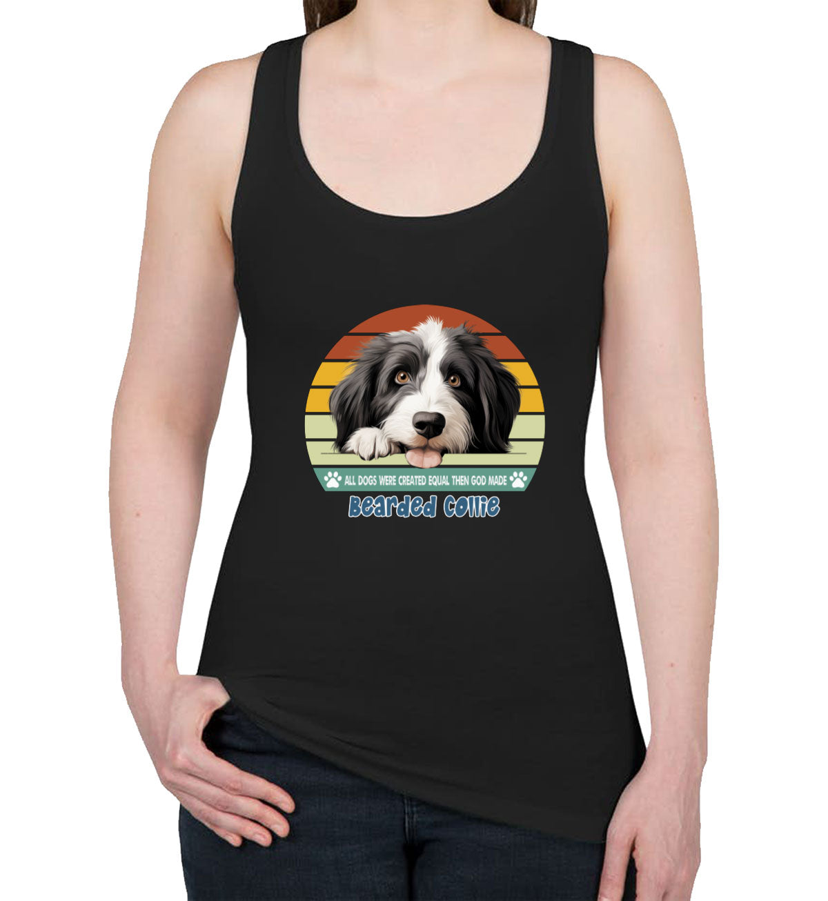 All Dogs Were Created Equal Bearded Collie Women's Racerback Tank Top