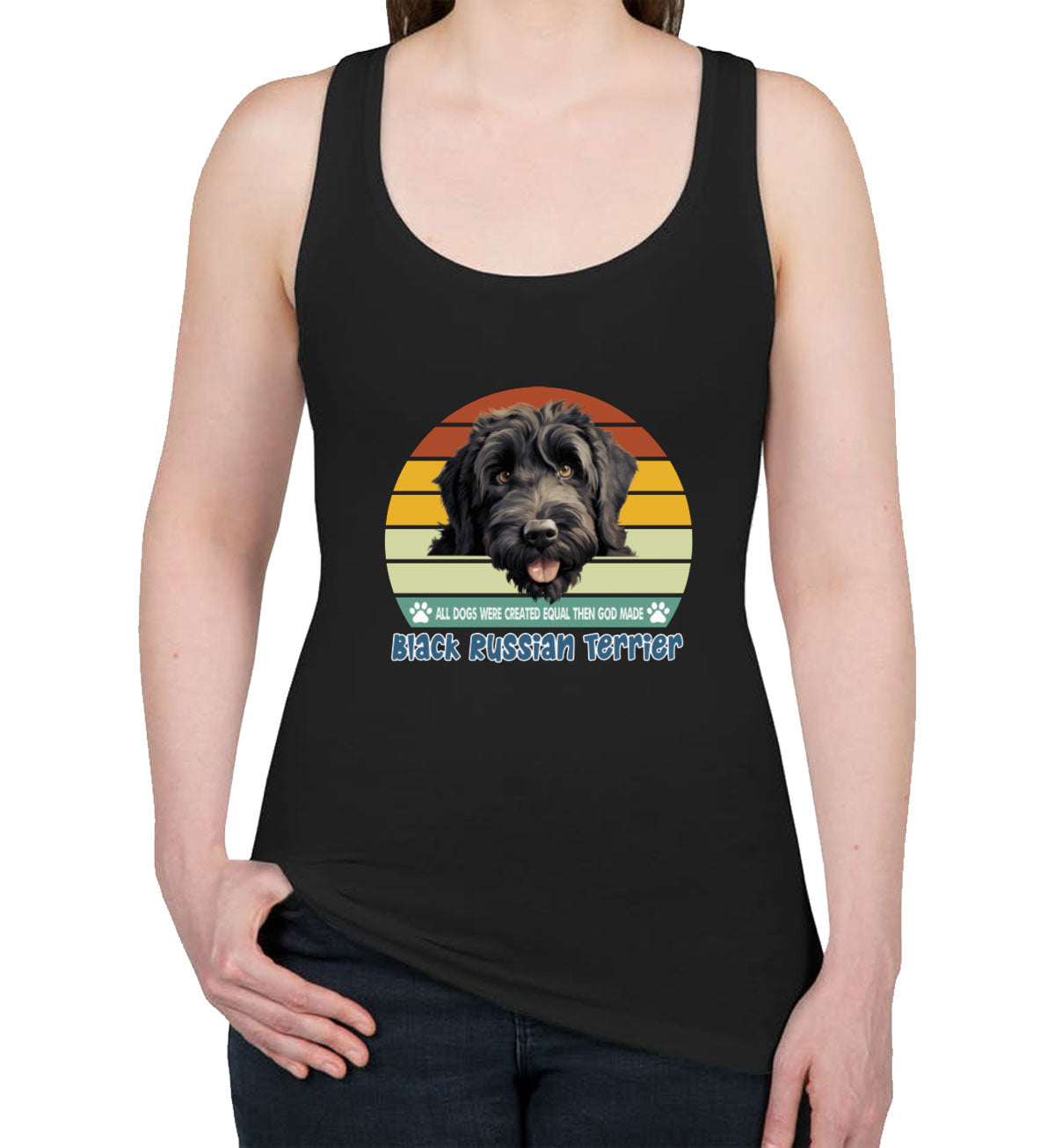 All Dogs Were Created Equal Black Russian Terrier Women's Racerback Tank Top