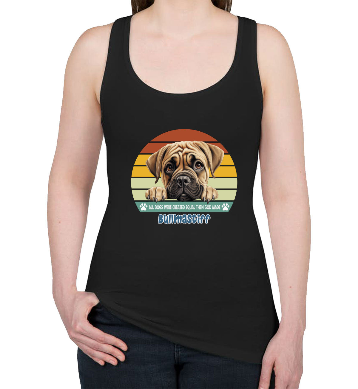 All Dogs Were Created Equal Bullmastiff Women's Racerback Tank Top