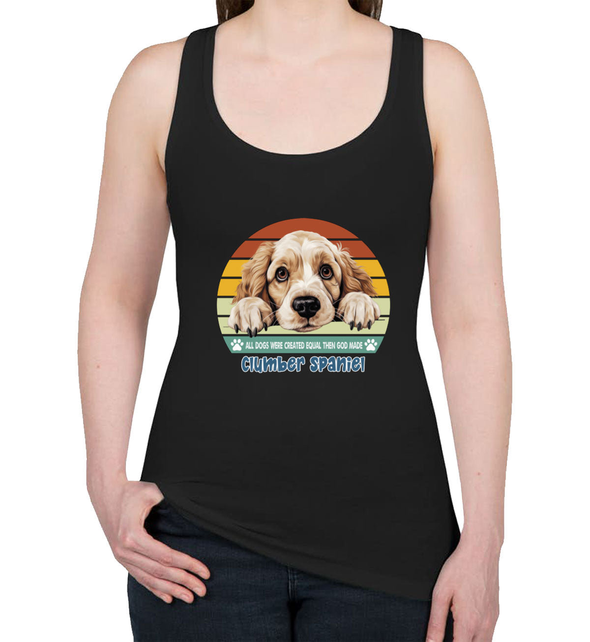 All Dogs Were Created Equal Clumber Spaniel Women's Racerback Tank Top