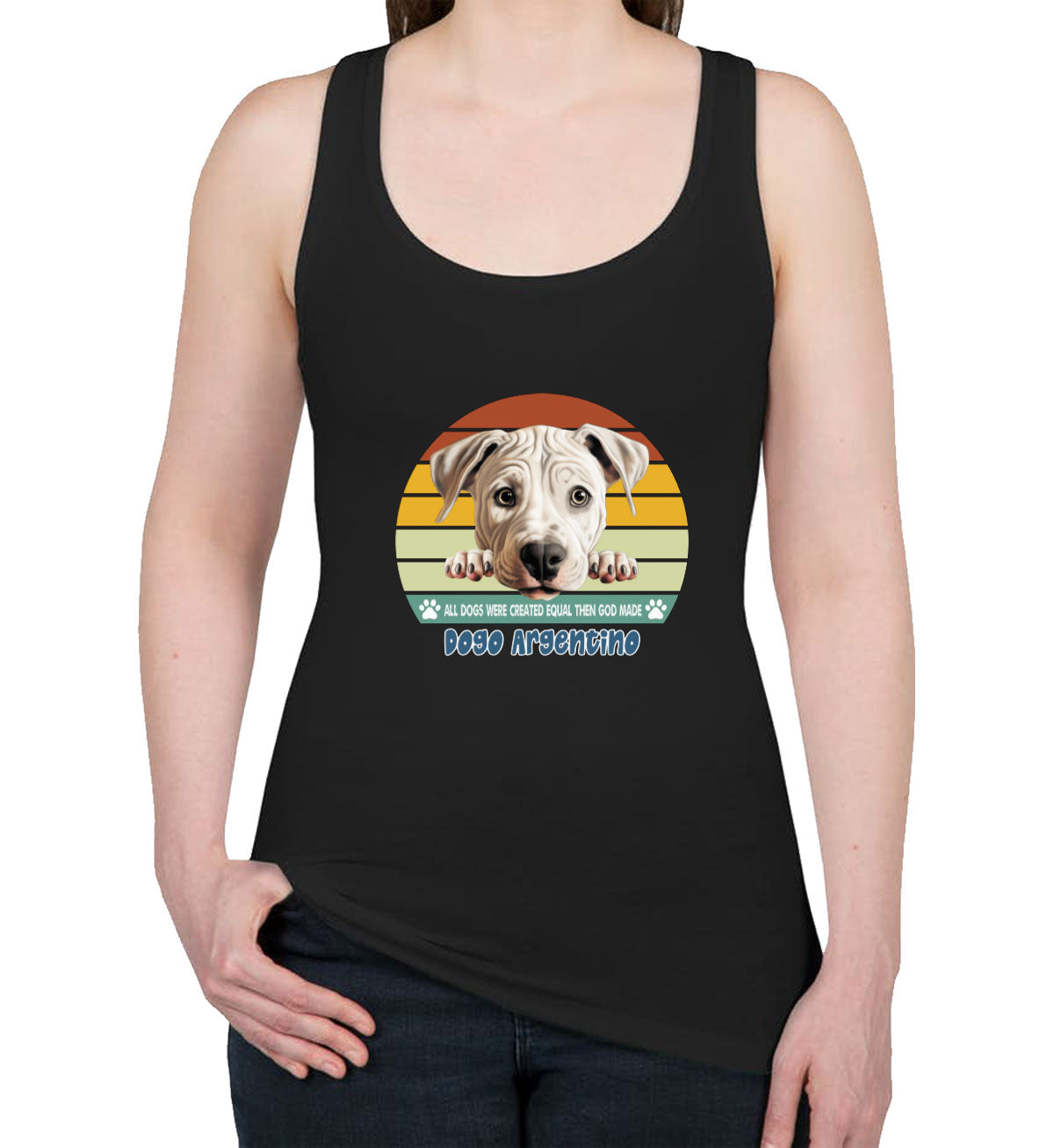 All Dogs Were Created Equal Dogo Argentino Women's Racerback Tank Top