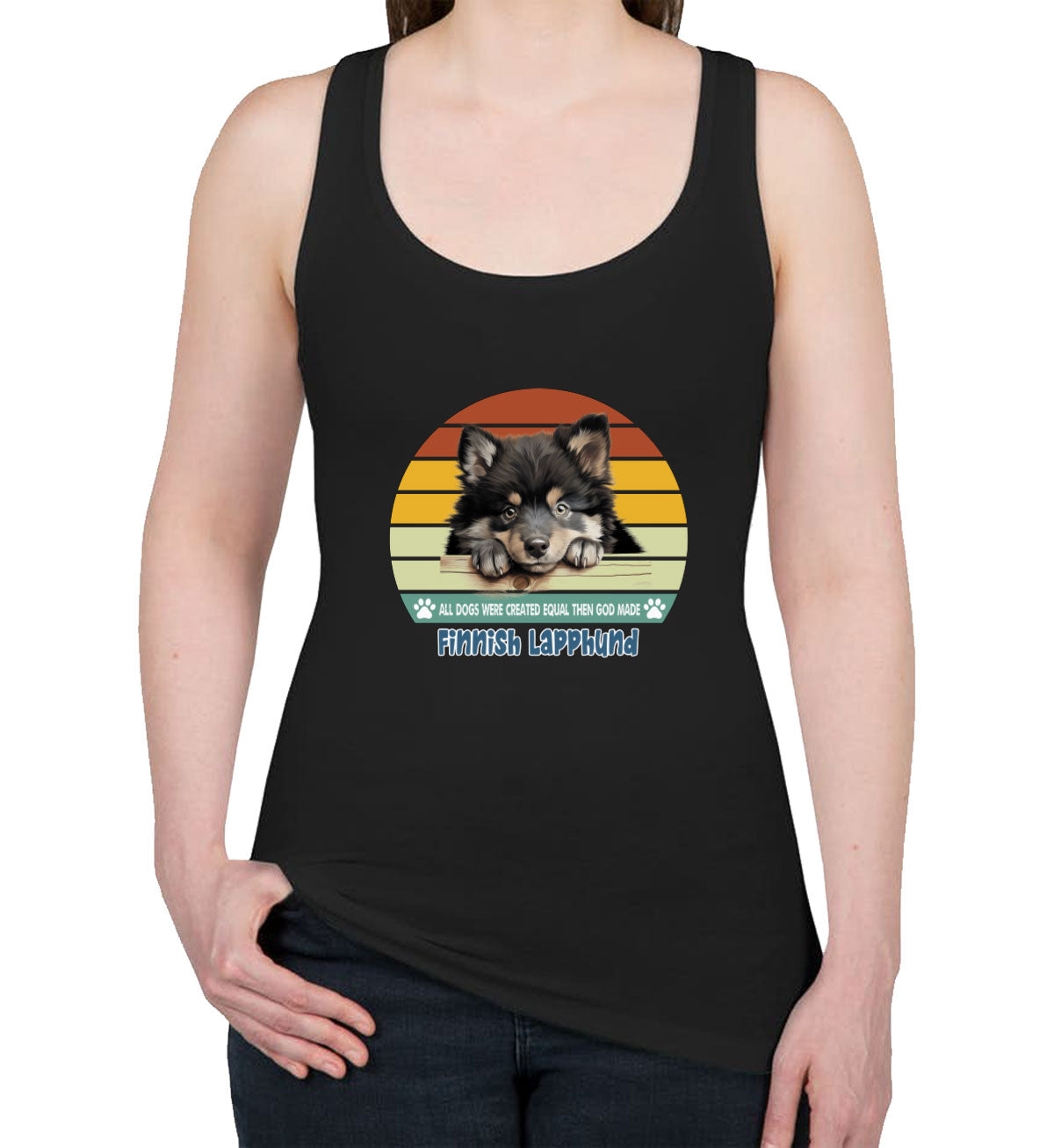 All Dogs Were Created Equal Finnish Lapphund Women's Racerback Tank Top