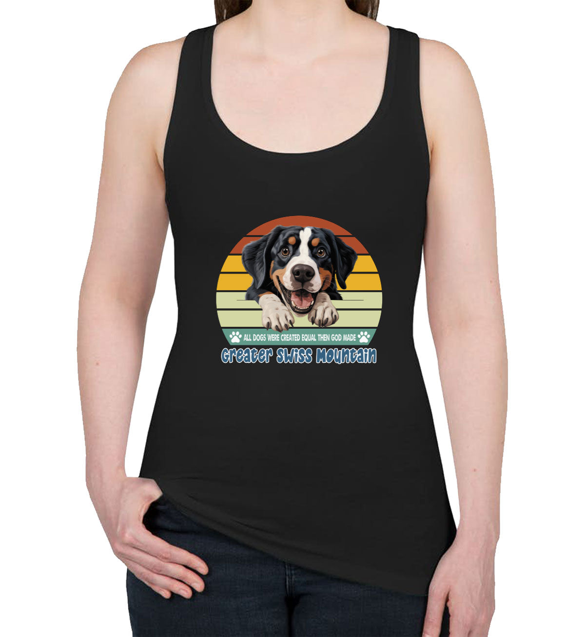 All Dogs Were Created Equal Greater Swiss Mountain Women's Racerback Tank Top