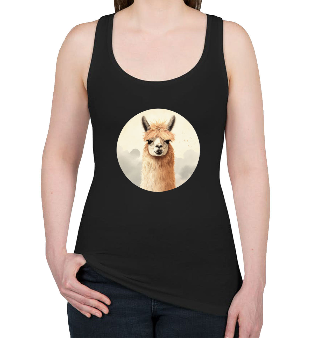 Vintage Lllama Women's Racerback Tank Top