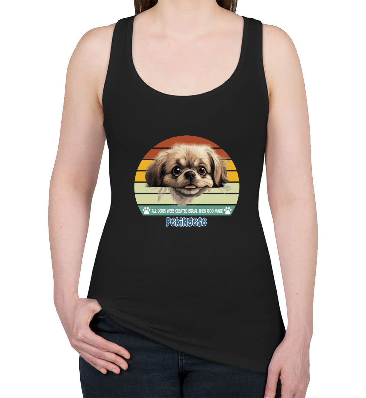 All Dogs Were Created Equal Pekingese Women's Racerback Tank Top