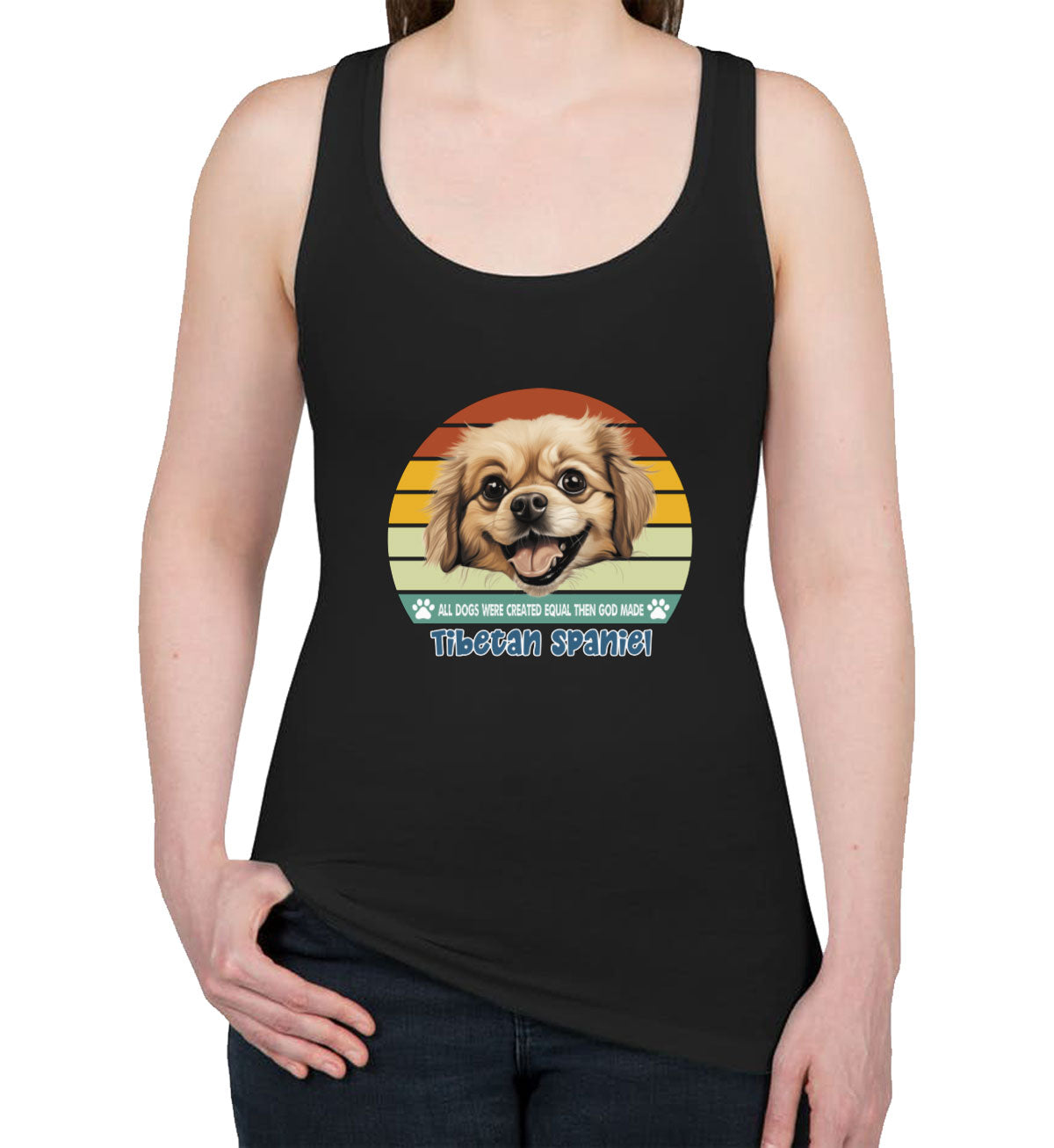 All Dogs Were Created Equal Tibetan Spaniel Women's Racerback Tank Top