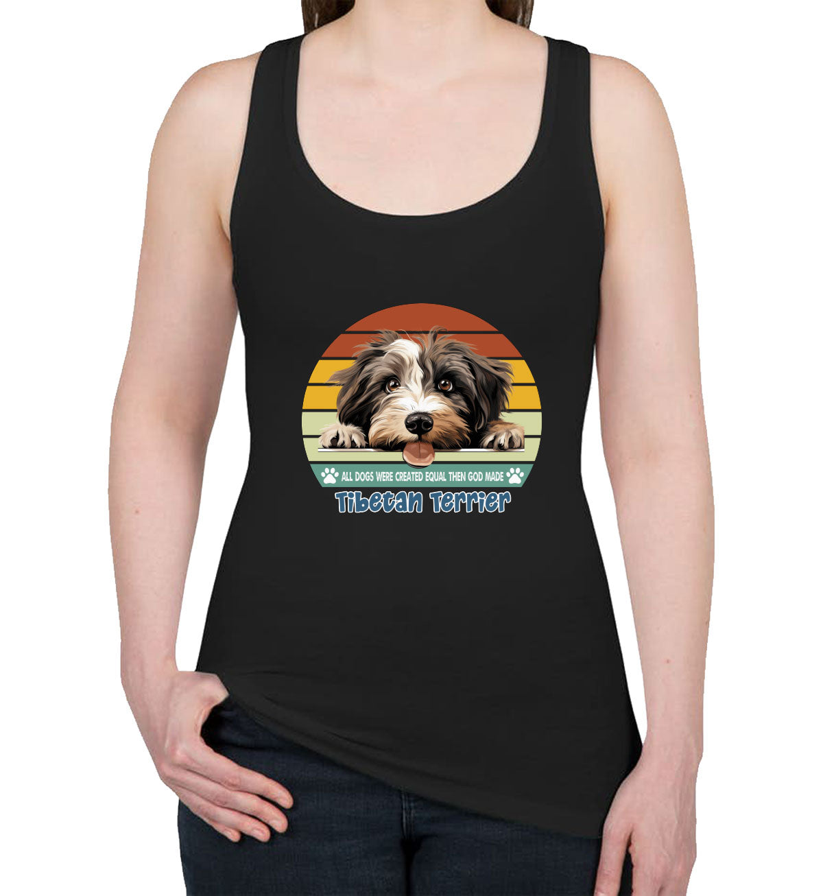 All Dogs Were Created Equal Tibetan Terrier Women's Racerback Tank Top