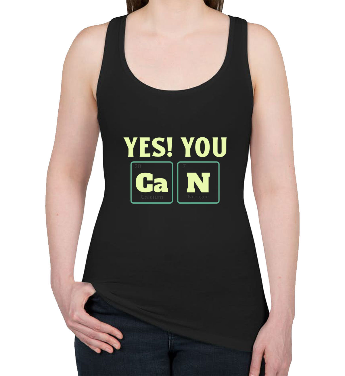 Yes You Can Funny Periodic Table Women's Racerback Tank Top