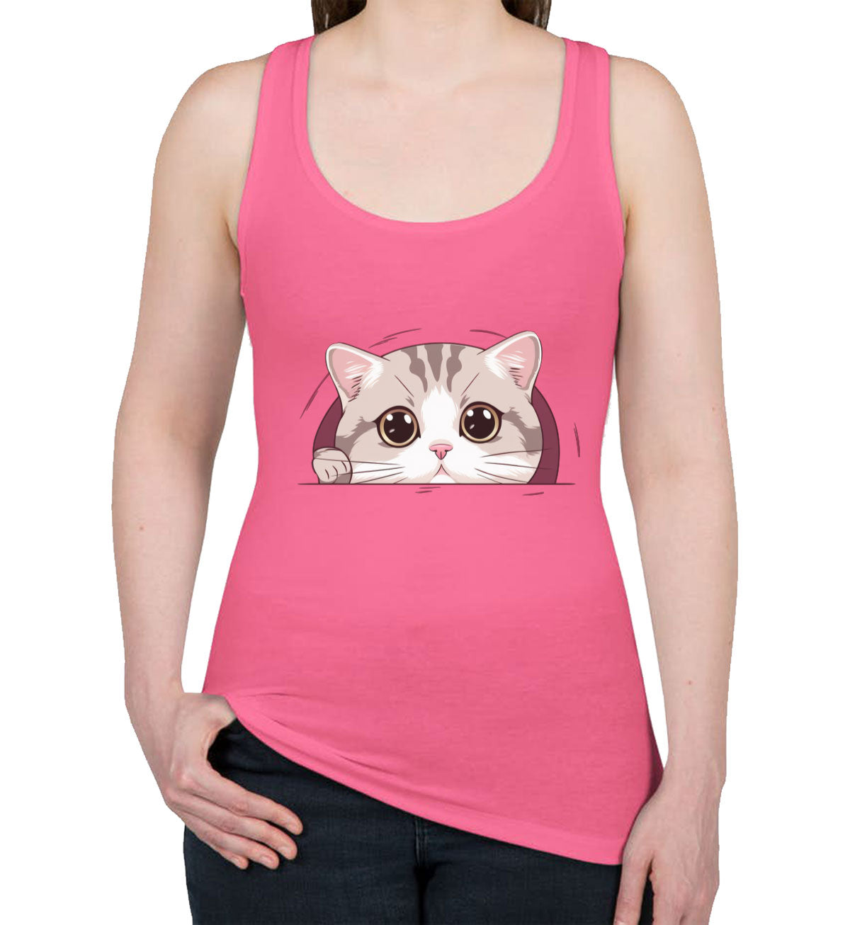 Cute American Cat Women's Racerback Tank Top