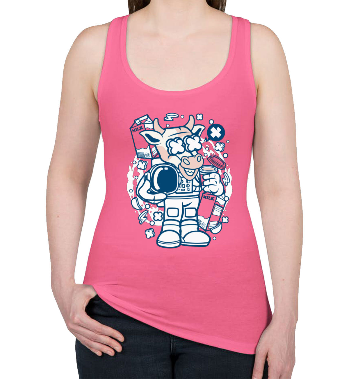 Astronaut Cow Women's Racerback Tank Top