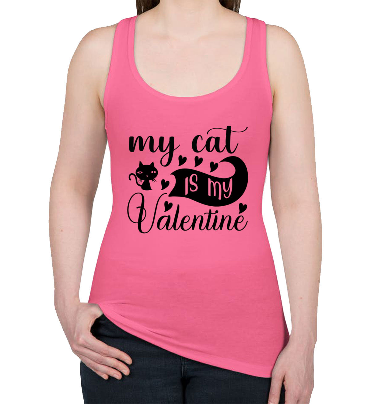 My Cat I My Valentine Women's Racerback Tank Top