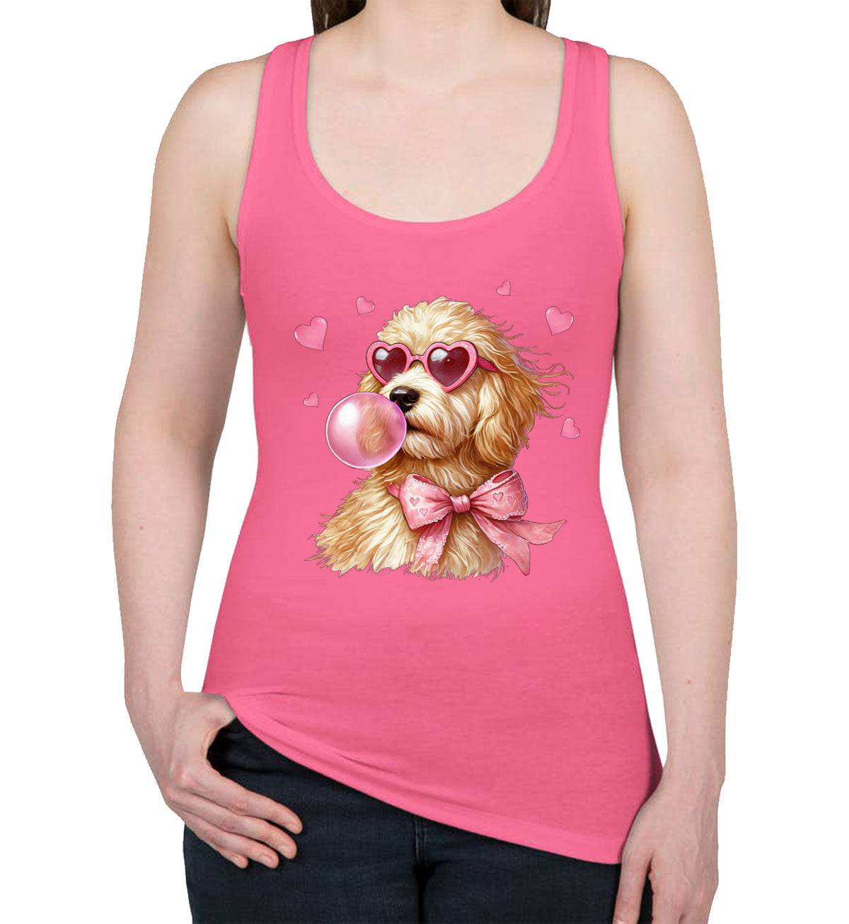 Golden Retriever Dog Valentine's Day Women's Racerback Tank Top