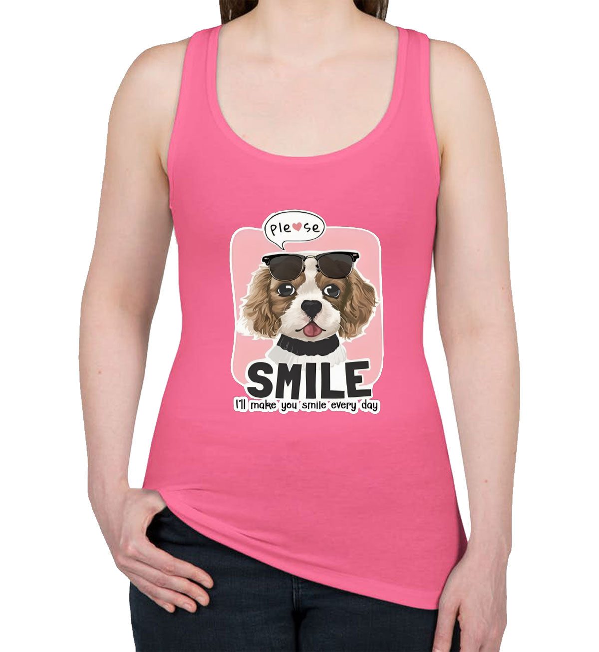 Please Smile Happy Dog Women's Racerback Tank Top