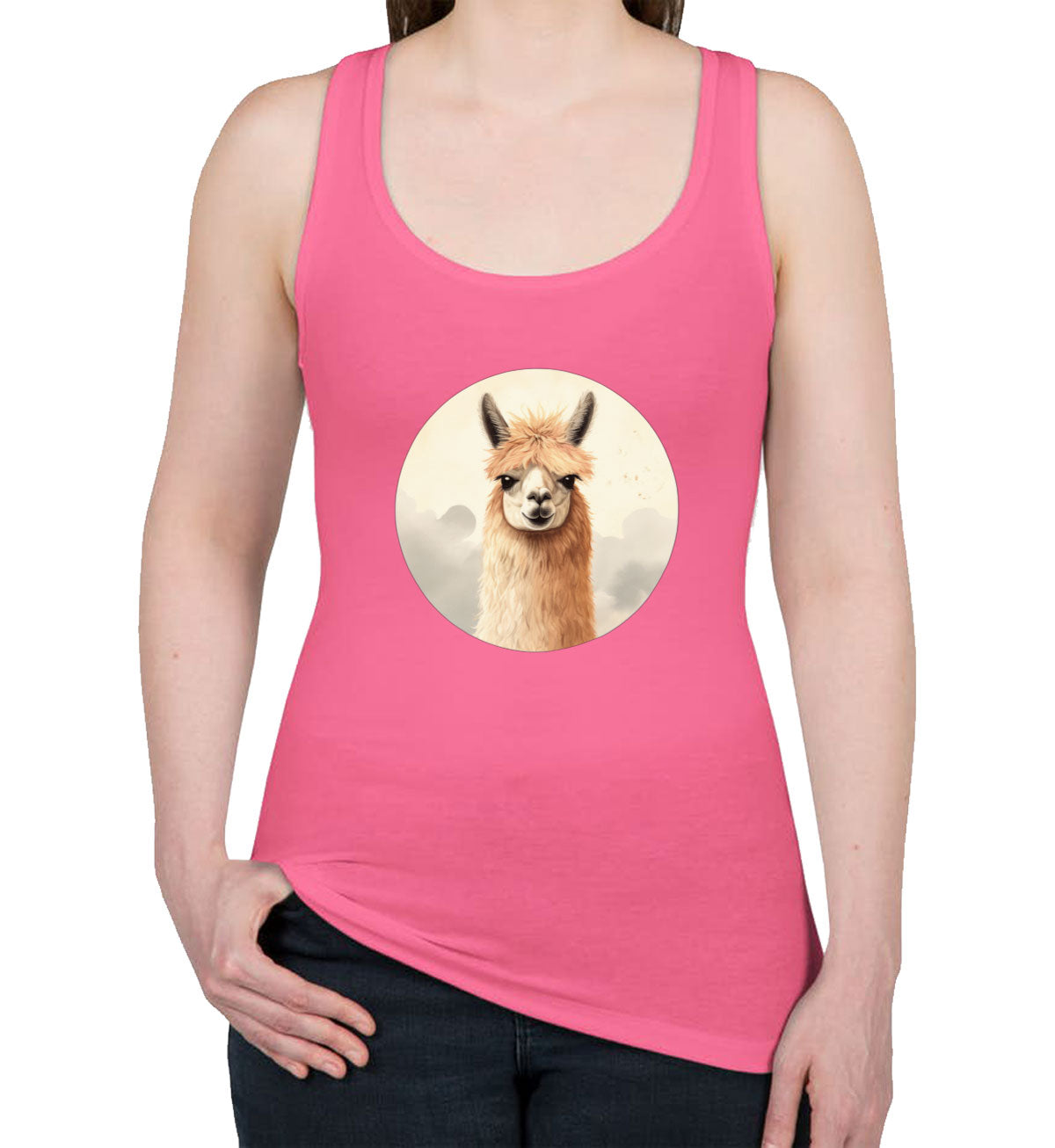 Vintage Lllama Women's Racerback Tank Top